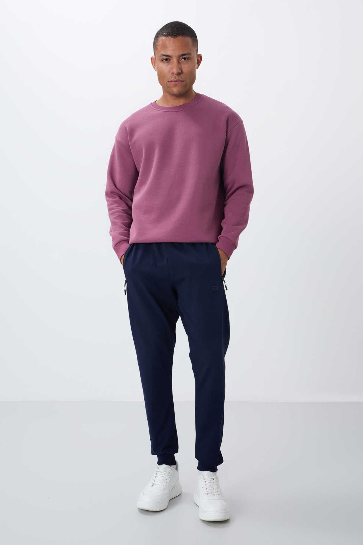 Tommylife Toptan Siyah Fermuar Cepli Standart Kalıp Jogger Erkek Eşofman Alt - 84651