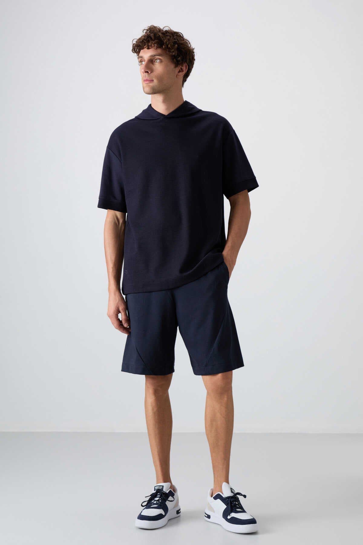 Tommylife Wholesale Hooded Oversize Basic Men's T-Shirt 88335 Black