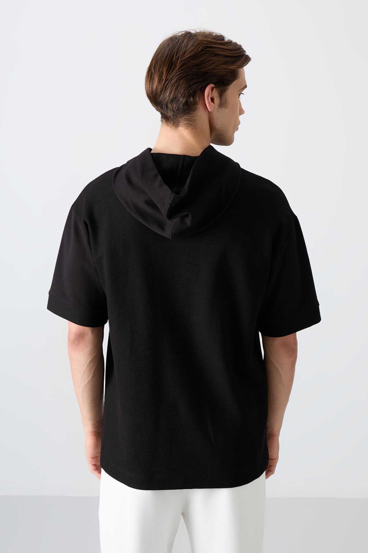 Tommylife Wholesale Hooded Oversize Basic Men's T-Shirt 88335 Black