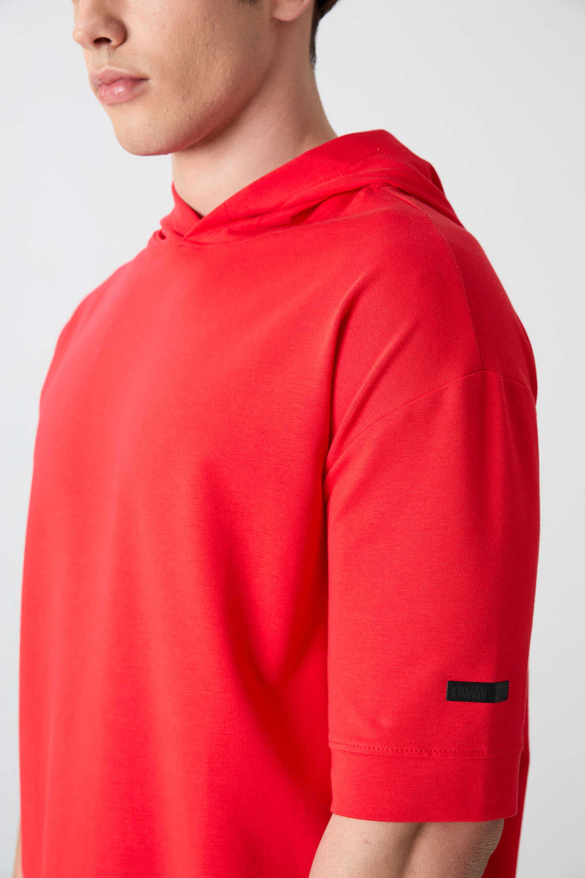 Tommylife Wholesale Hooded Oversized Basic Men's T-Shirt 88352 Navy Blue