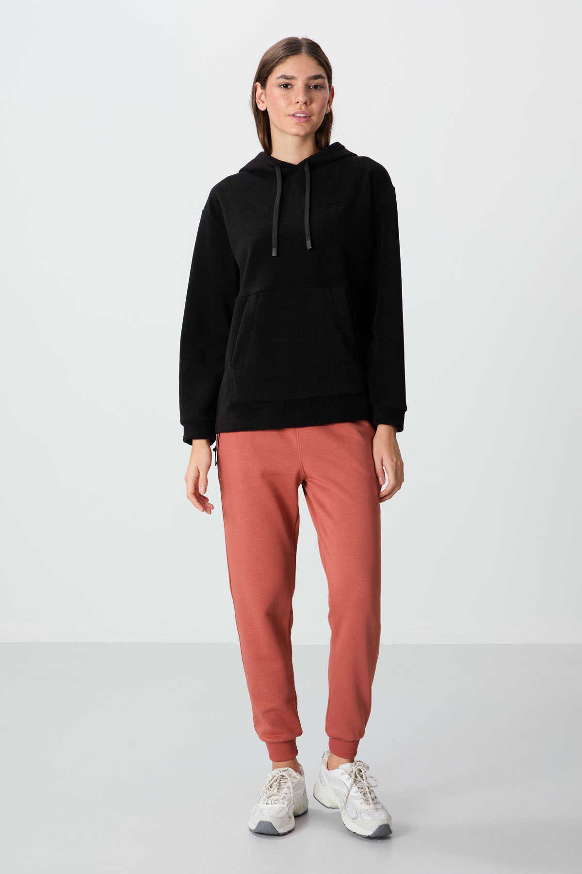 Tommylife Wholesale Hooded Oversized Women's Fleece Sweatshirt 97292 Black