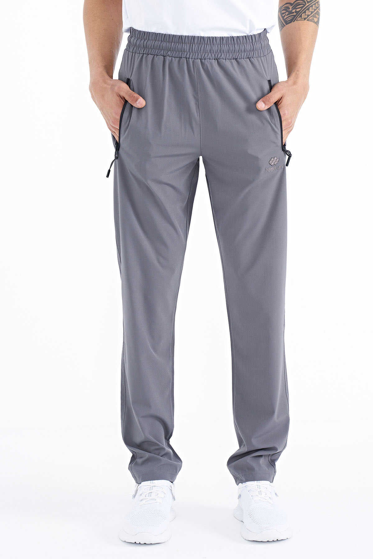 Tommylife Wholesale Classic Leg Standard Fit Three-Pocket Men's Sweatpants 84768 Khaki
