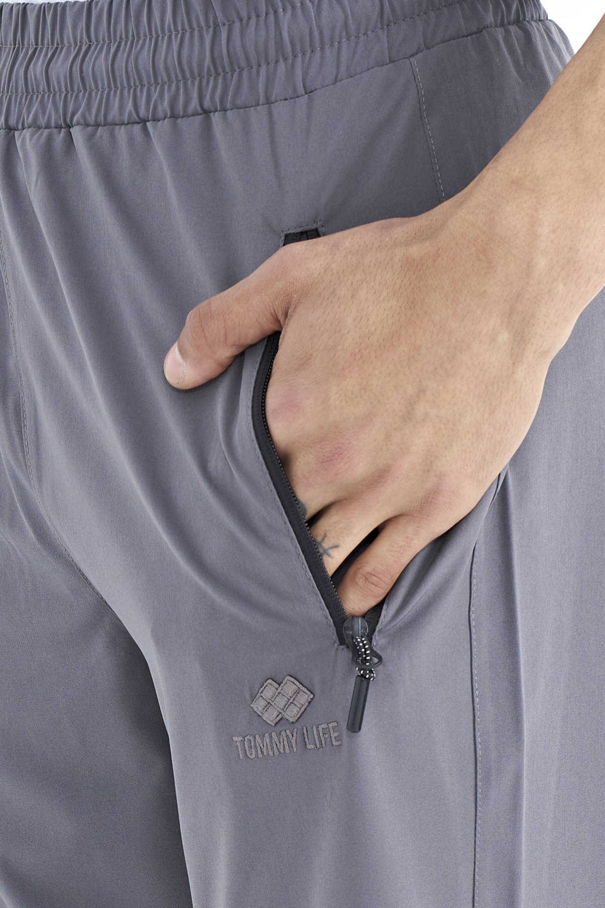 Tommylife Wholesale Classic Leg Standard Fit Three-Pocket Men's Sweatpants 84768 Khaki