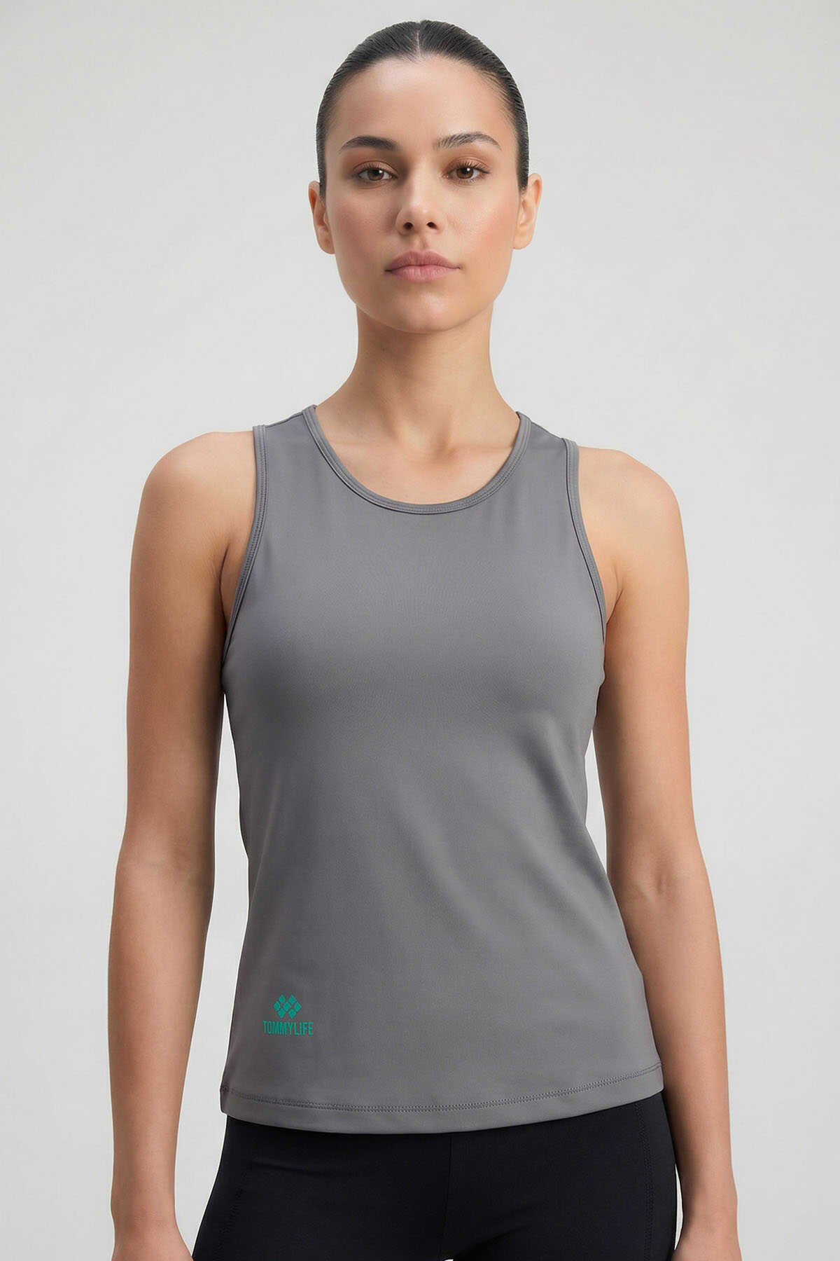 Tommylife Wholesale Black Standard Fit Cross Back Detail Women's Sports Vest - 97296