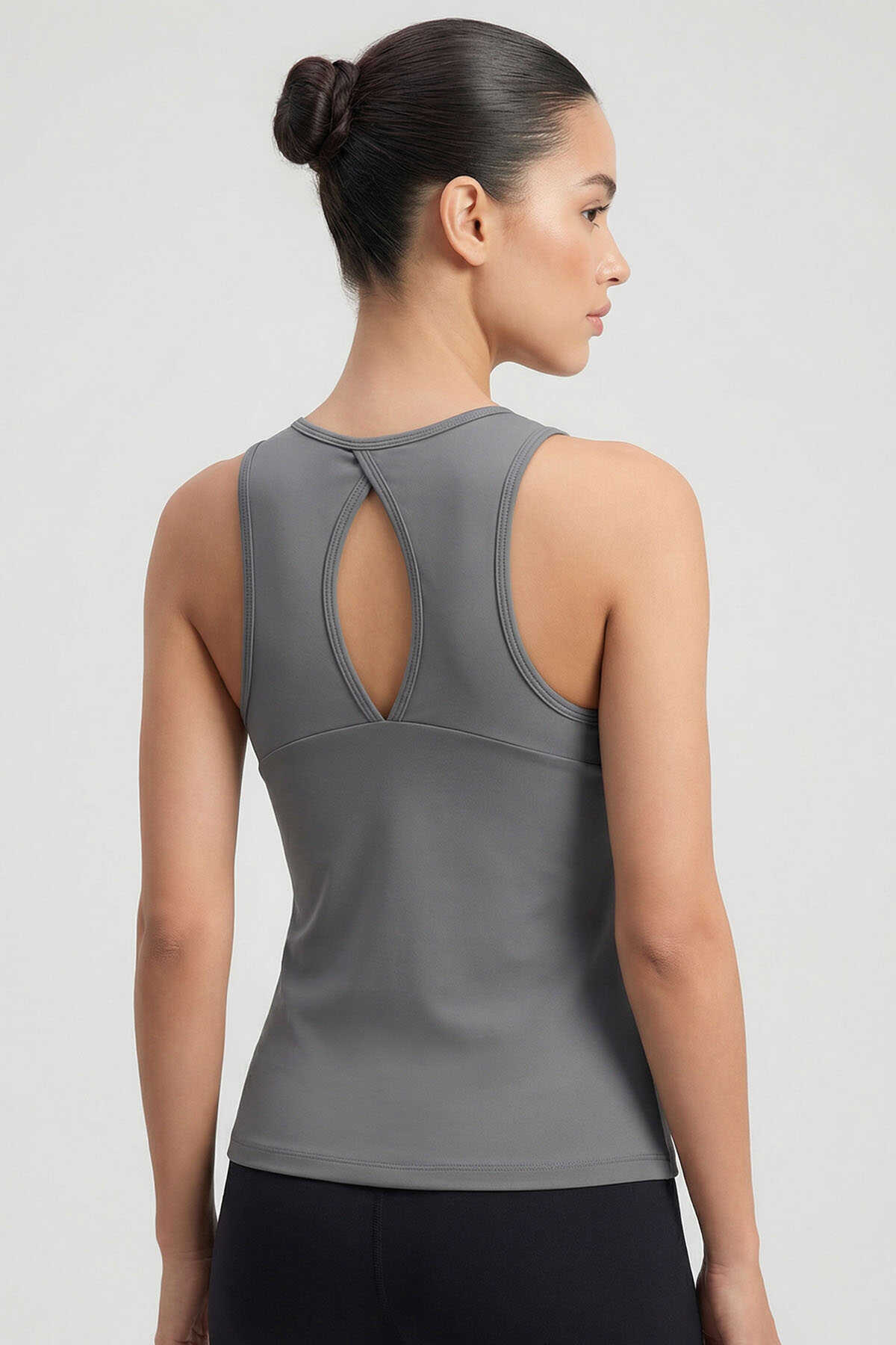 Tommylife Wholesale Black Standard Fit Cross Back Detail Women's Sports Vest - 97296