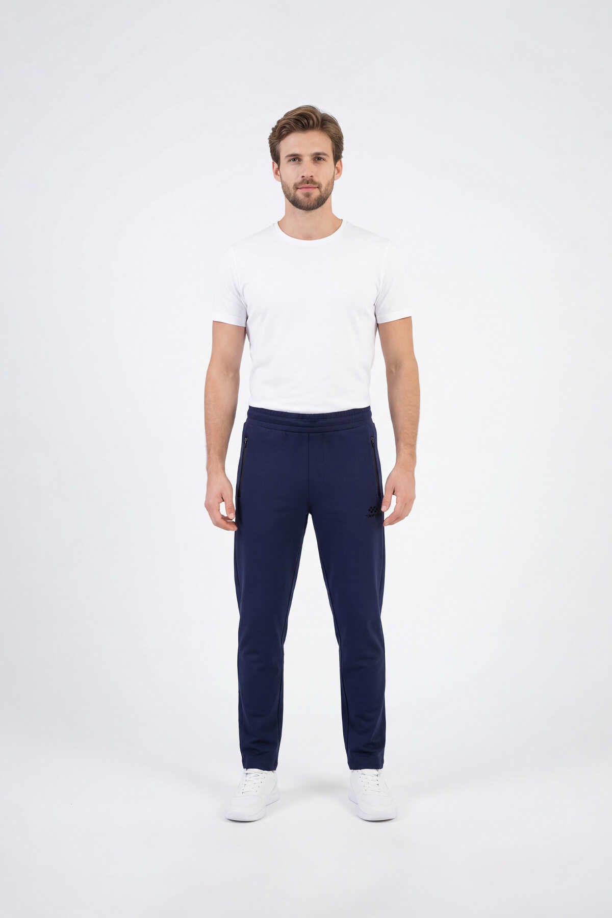 Tommylife Toptan Siyah Basic Fermuar Cepli Klasik Paça Büyük Beden Erkek Eşofman Alt - 84508