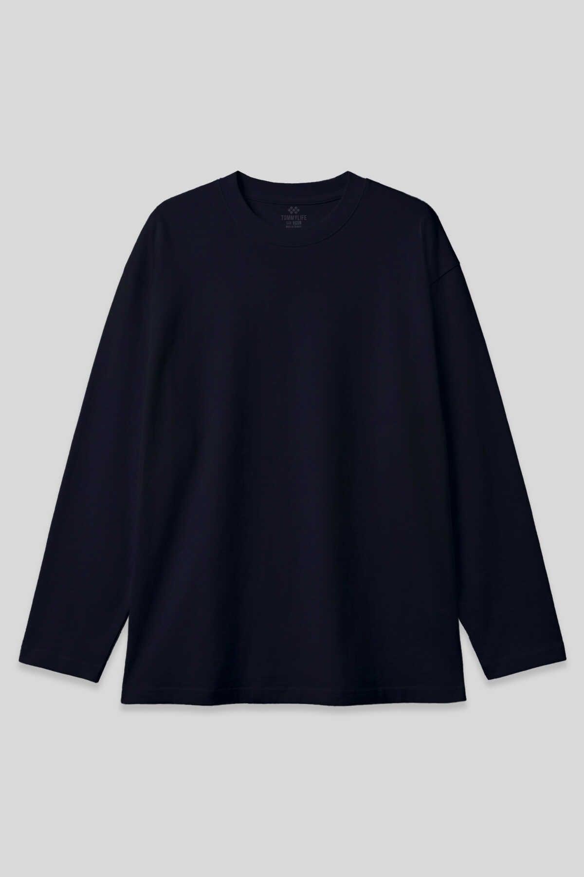 Tommylife Toptan Siyah Basic O Yaka Erkek Sweatshirt - 88107