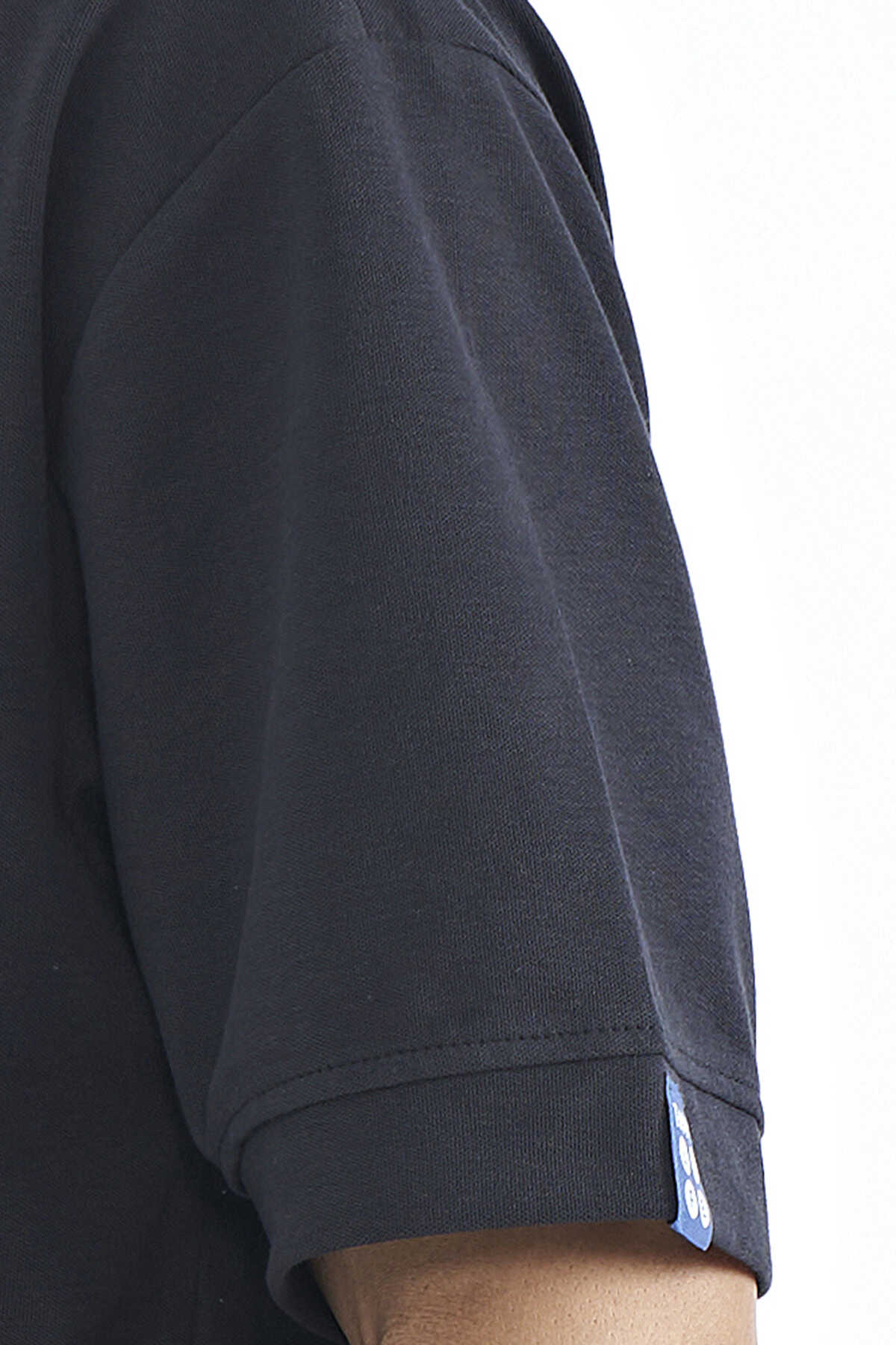 Tommylife Toptan Lacivert Kapüşonlu Kol Etiket Detaylı Oversize Erkek T-Shirt - 88179