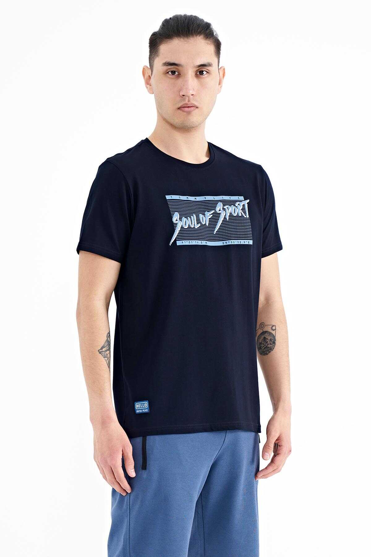 Tommylife Wholesale White Letter Pattern Printed Standard Fit Crew Neck Men's T-Shirt - 88172