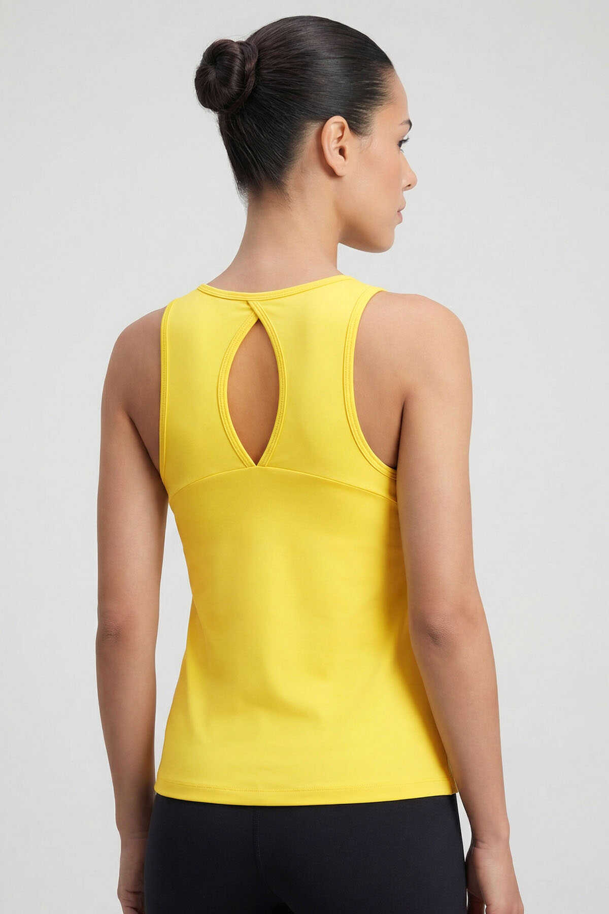 Tommylife Wholesale Black Standard Fit Cross Back Detail Women's Sports Vest - 97296