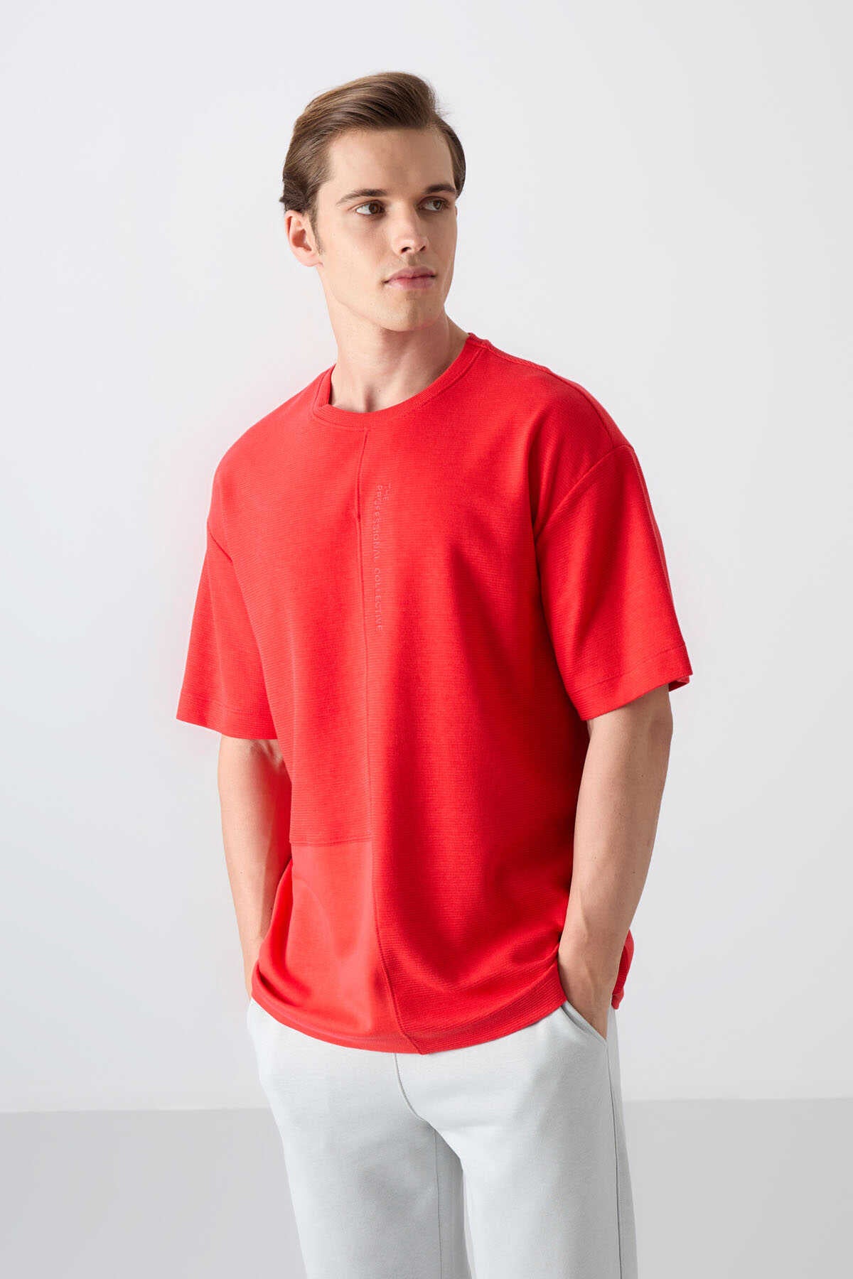 Tommylife Wholesale Crew Neck Oversize Basic Men's T-Shirt 88337 Navy Blue