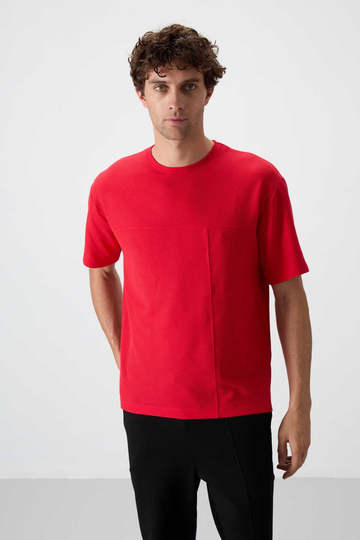 Tommylife Wholesale Round Neck Oversize Basic Men's T-Shirt 88380 Black