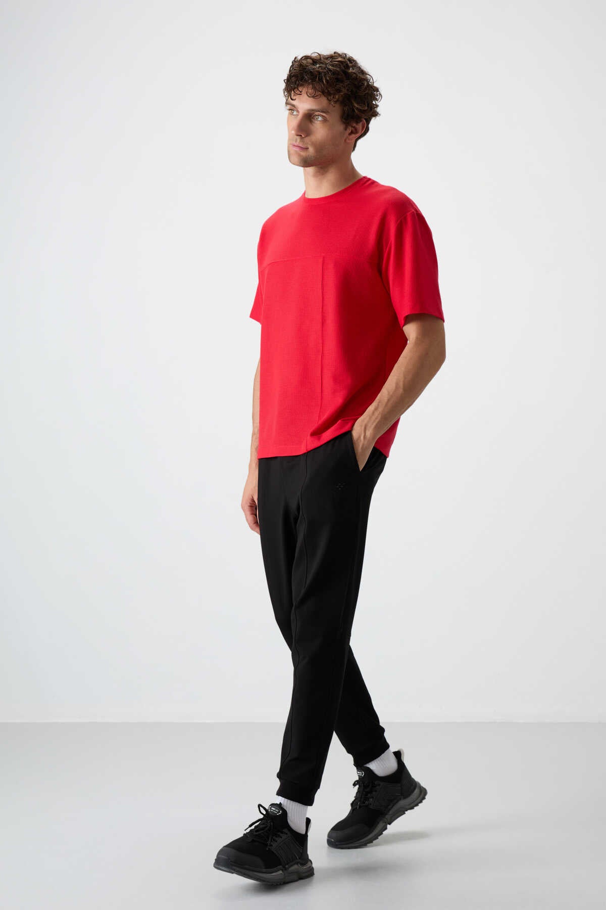 Tommylife Wholesale Round Neck Oversize Basic Men's T-Shirt 88380 Black