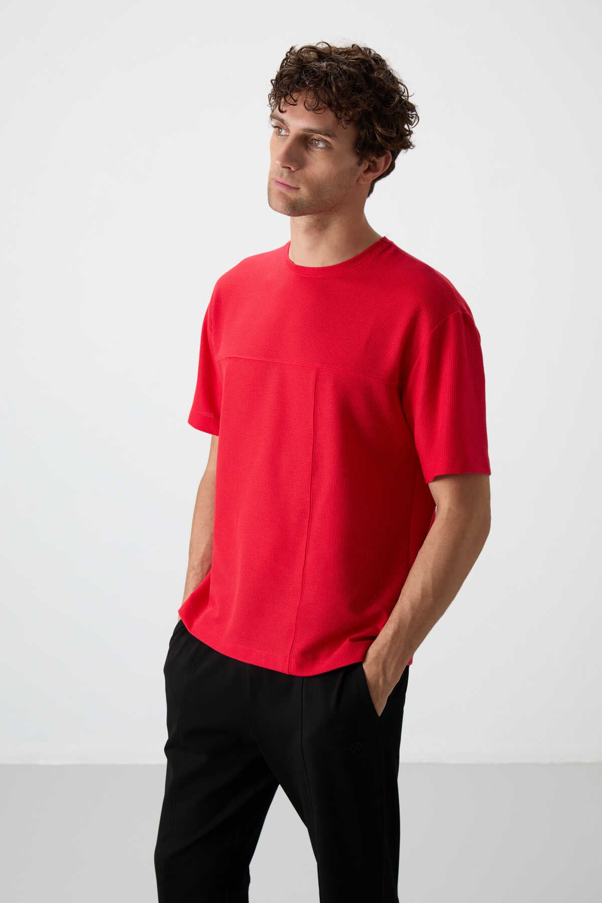 Tommylife Wholesale Round Neck Oversize Basic Men's T-Shirt 88380 Black
