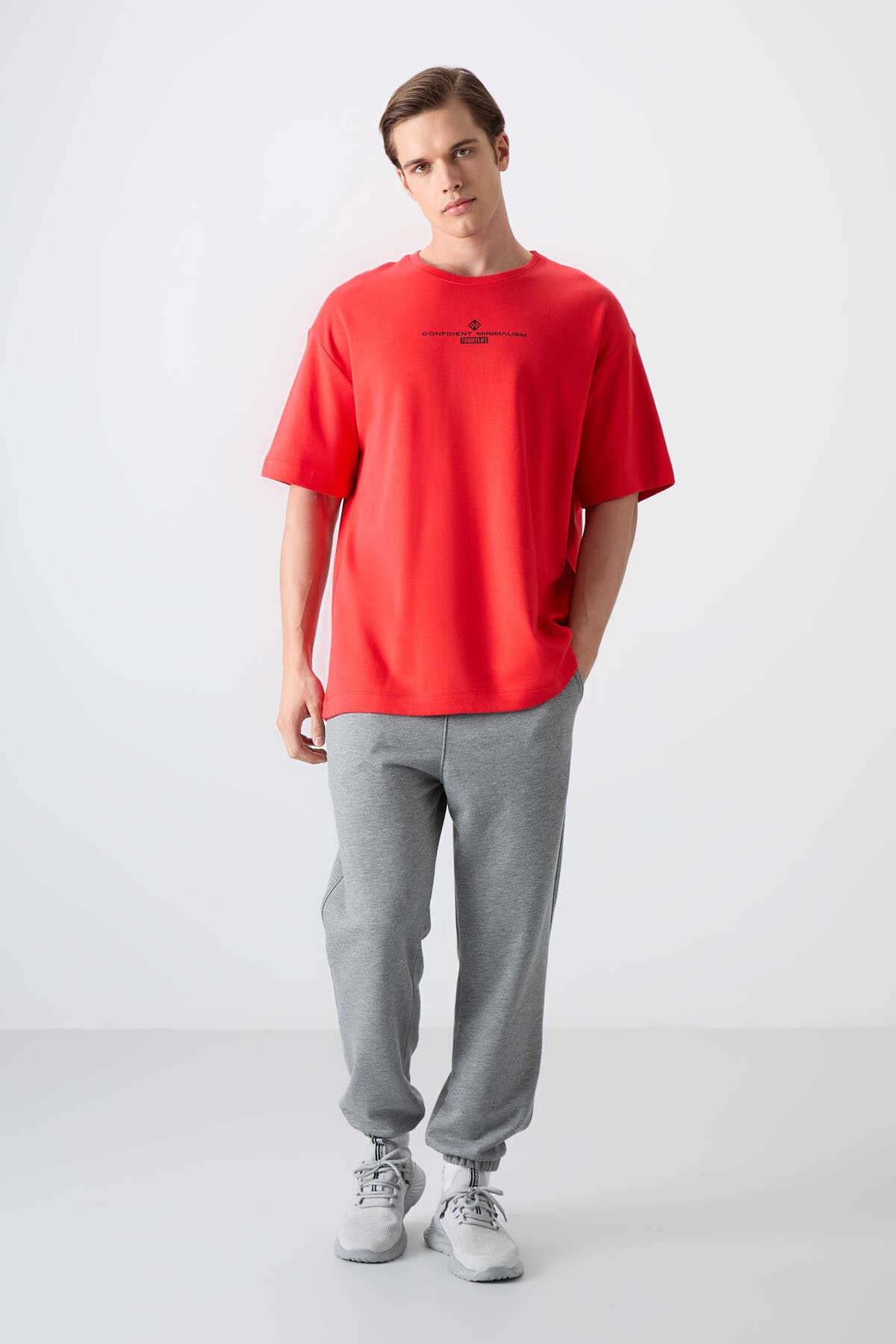 Tommylife Wholesale Crew Neck Oversize Printed Men's T-Shirt 88321 Navy Blue