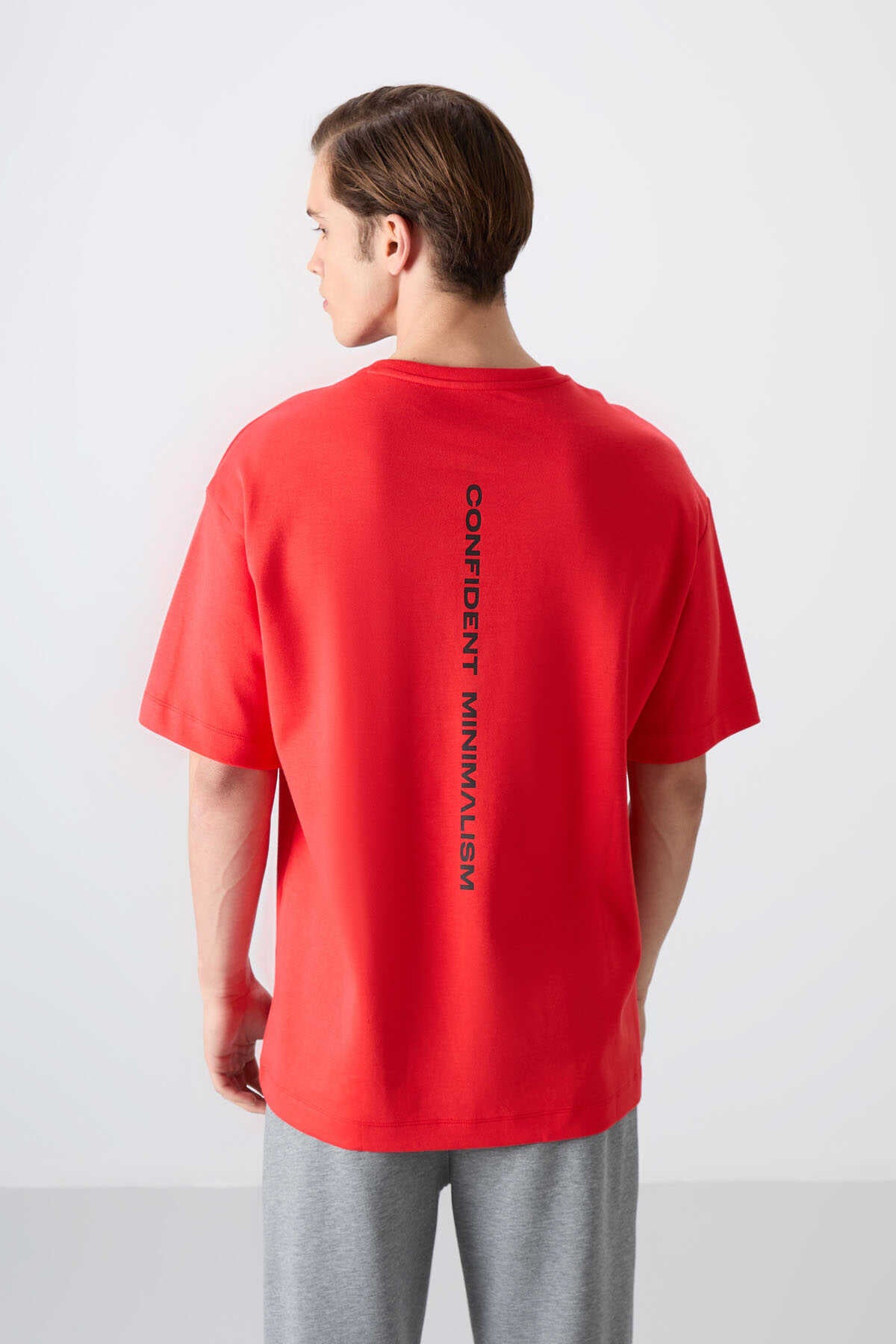 Tommylife Wholesale Crew Neck Oversize Printed Men's T-Shirt 88321 Navy Blue