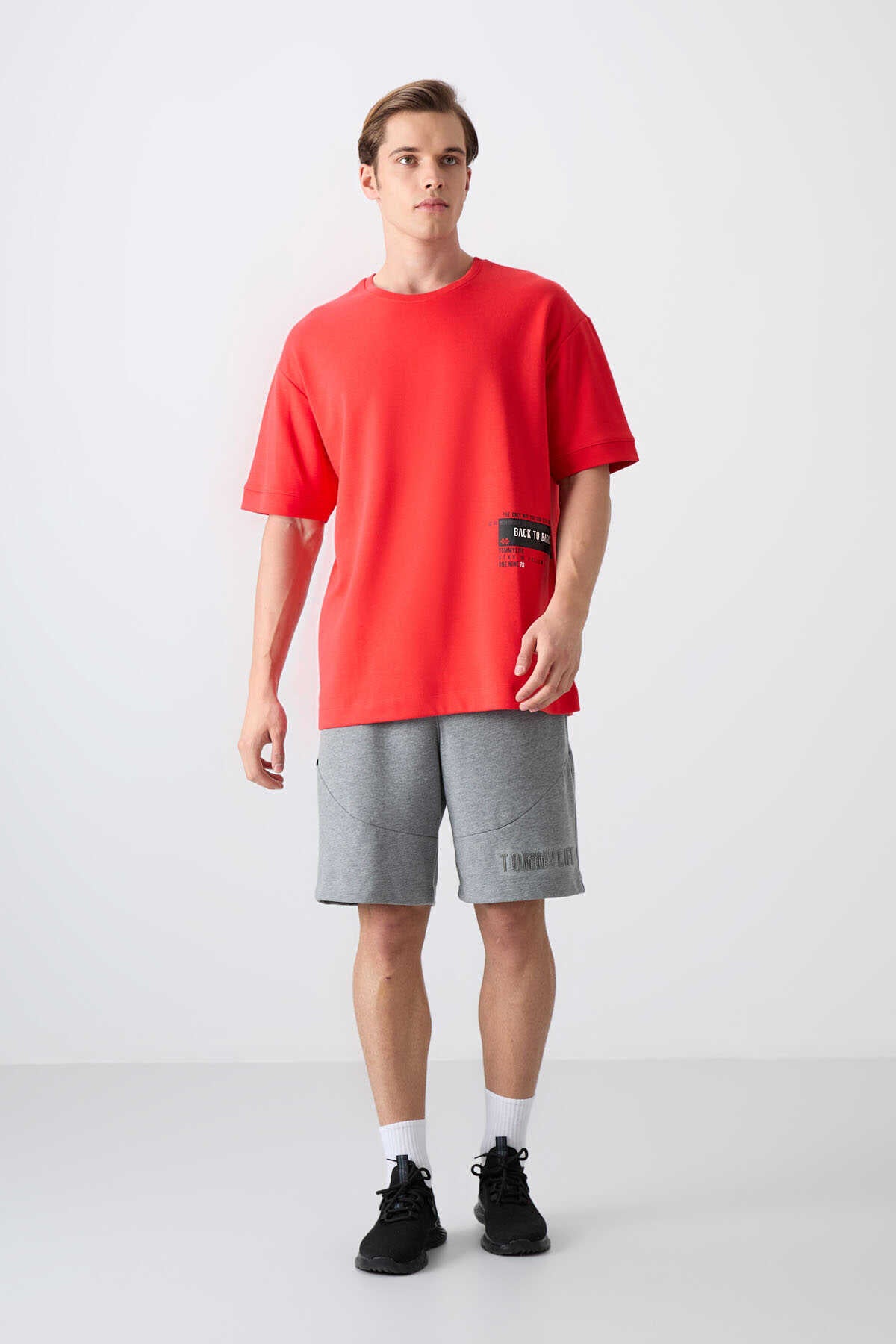 Tommylife Wholesale Crew Neck Oversized Printed Men's T-Shirt 88322 Fiesta