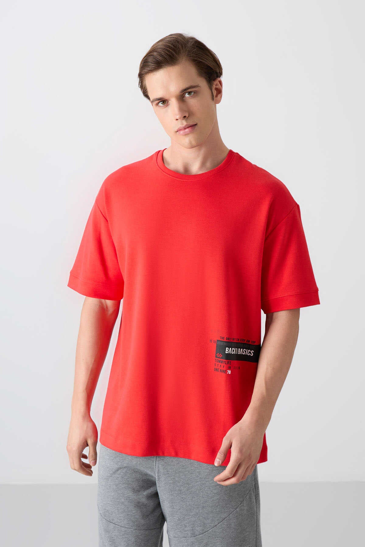 Tommylife Wholesale Crew Neck Oversized Printed Men's T-Shirt 88322 Fiesta