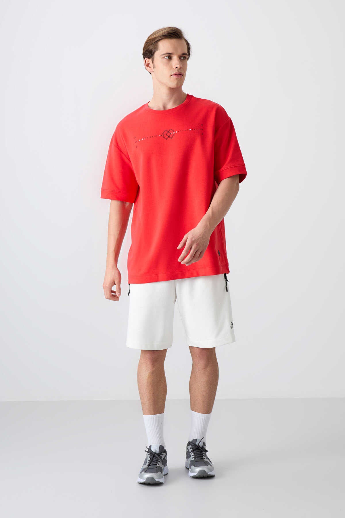 Tommylife Wholesale Crew Neck Oversize Printed Men's T-Shirt 88323 Black