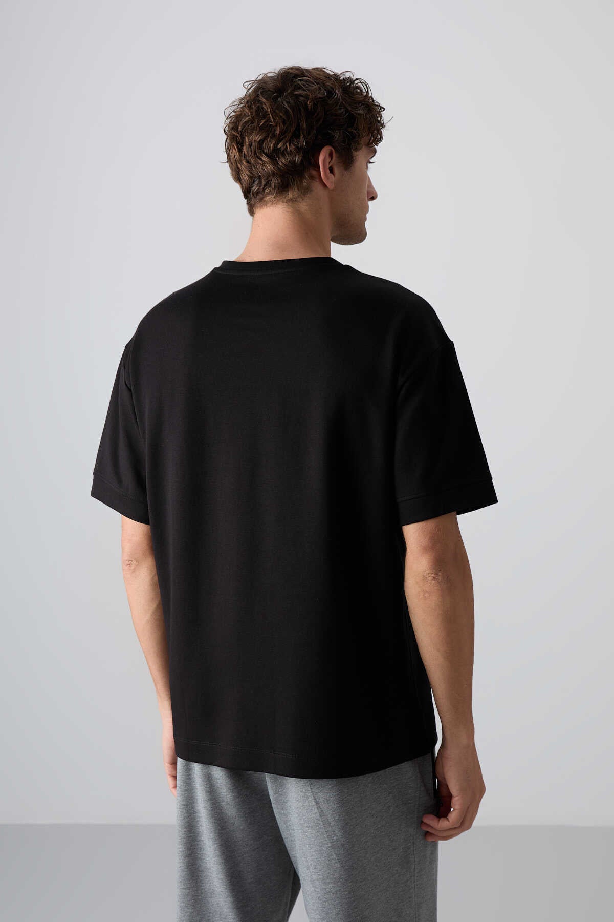 Tommylife Wholesale Crew Neck Oversize Printed Men's T-Shirt 88323 Black