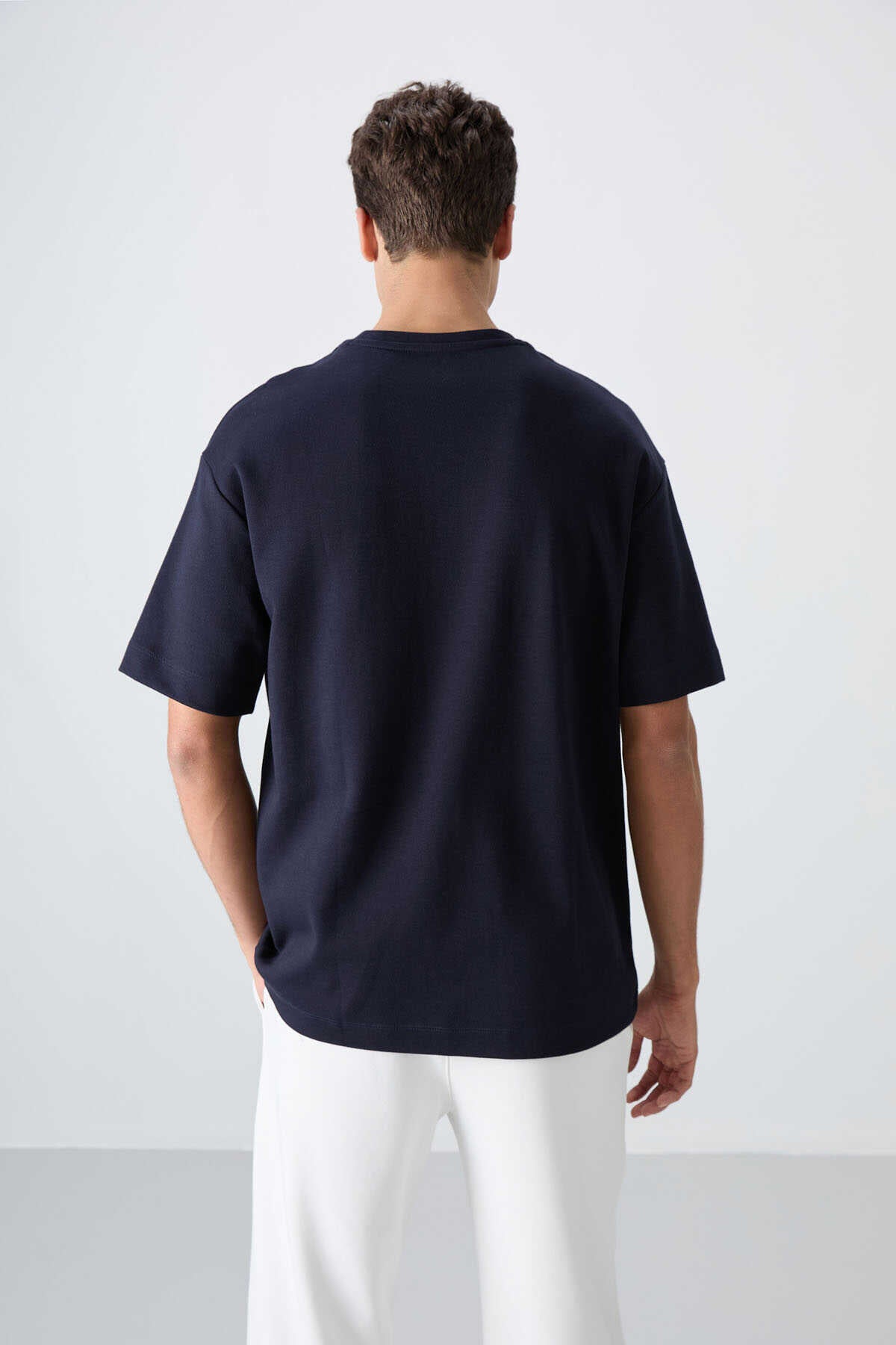 Tommylife Wholesale Crew Neck Oversize Printed Men's T-Shirt 88324 Navy