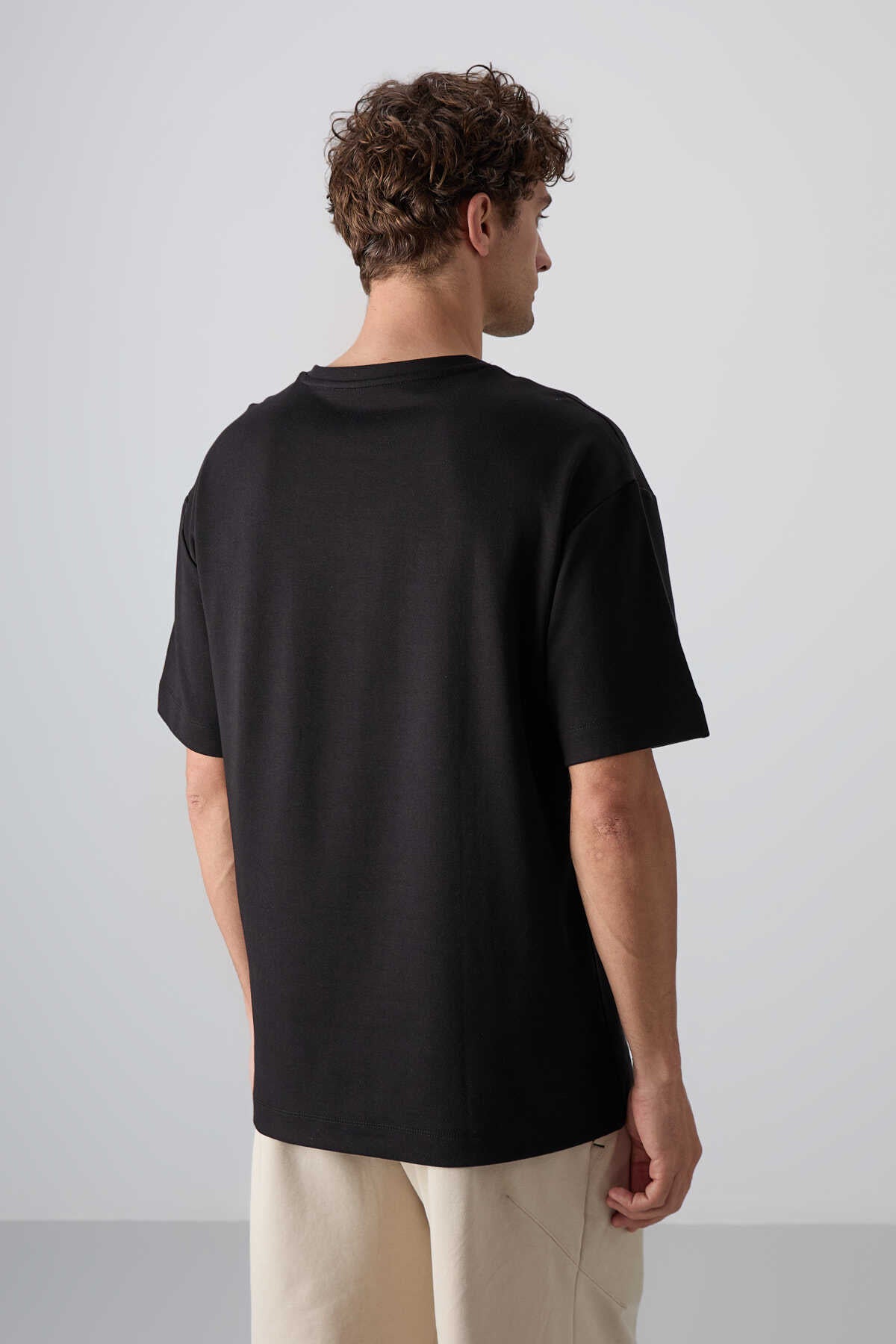 Tommylife Wholesale Crew Neck Oversize Printed Men's T-Shirt 88325 Black