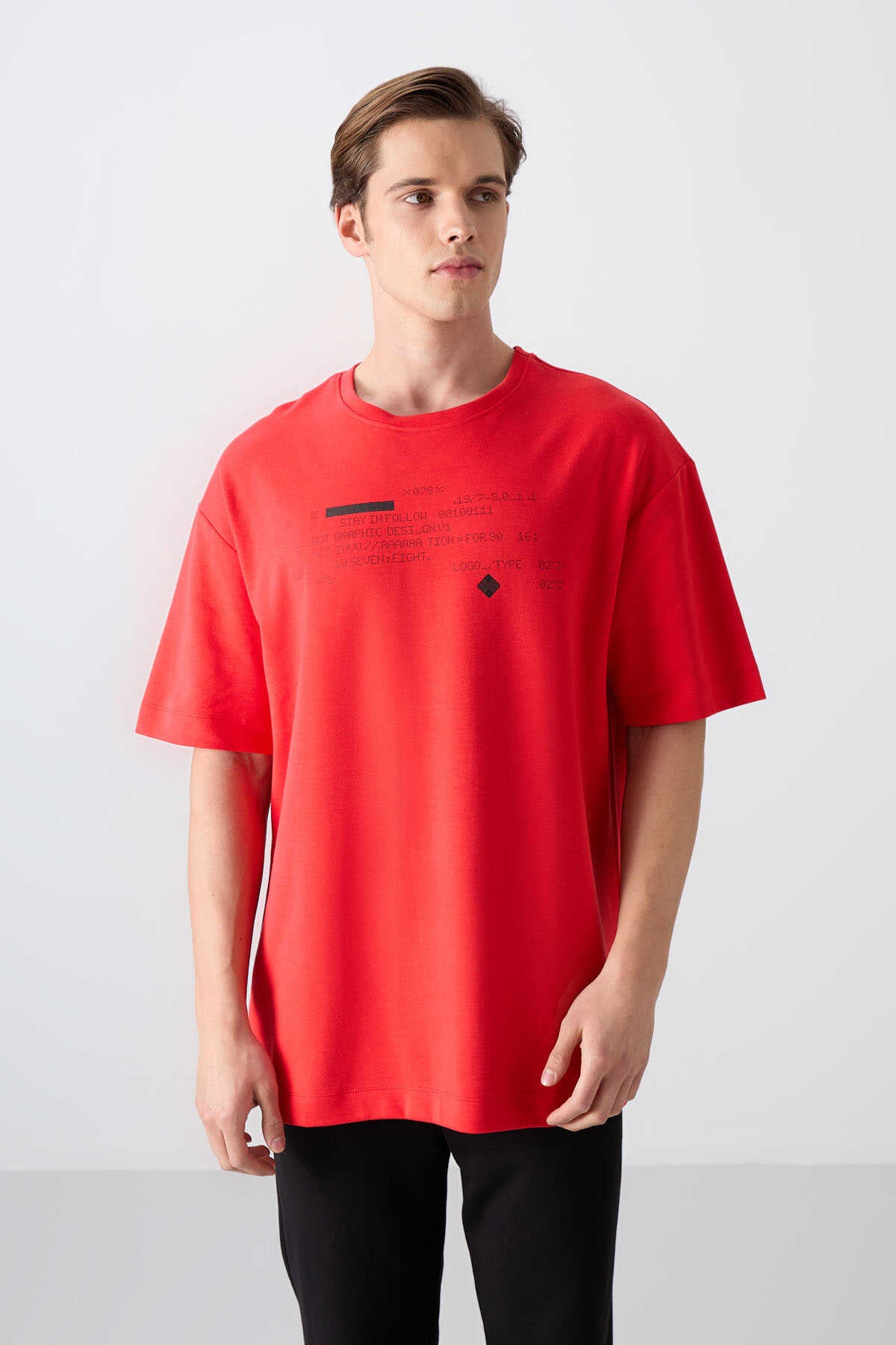 Tommylife Wholesale Crew Neck Oversized Printed Men's T-Shirt 88326 Black