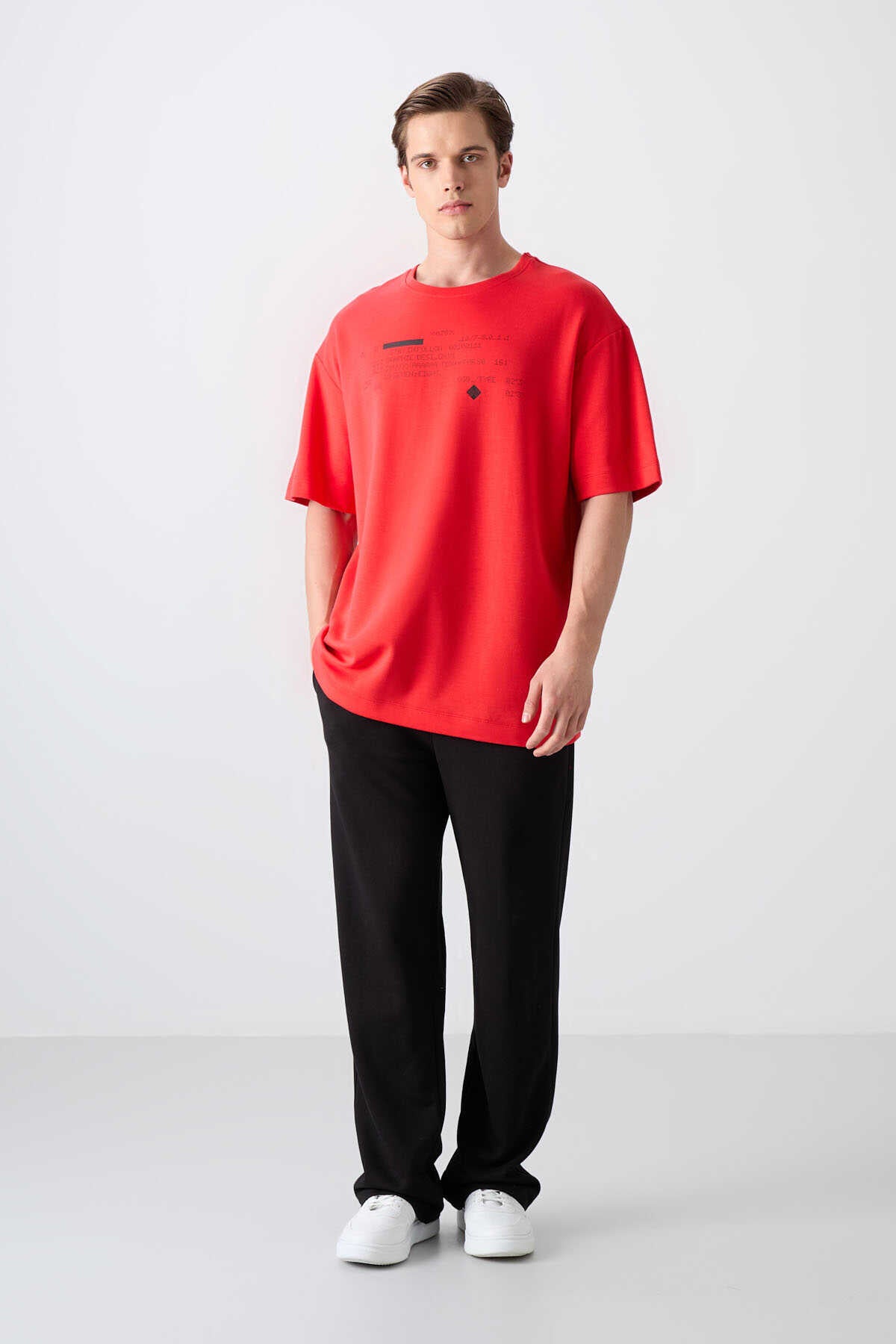 Tommylife Wholesale Crew Neck Oversized Printed Men's T-Shirt 88326 Black
