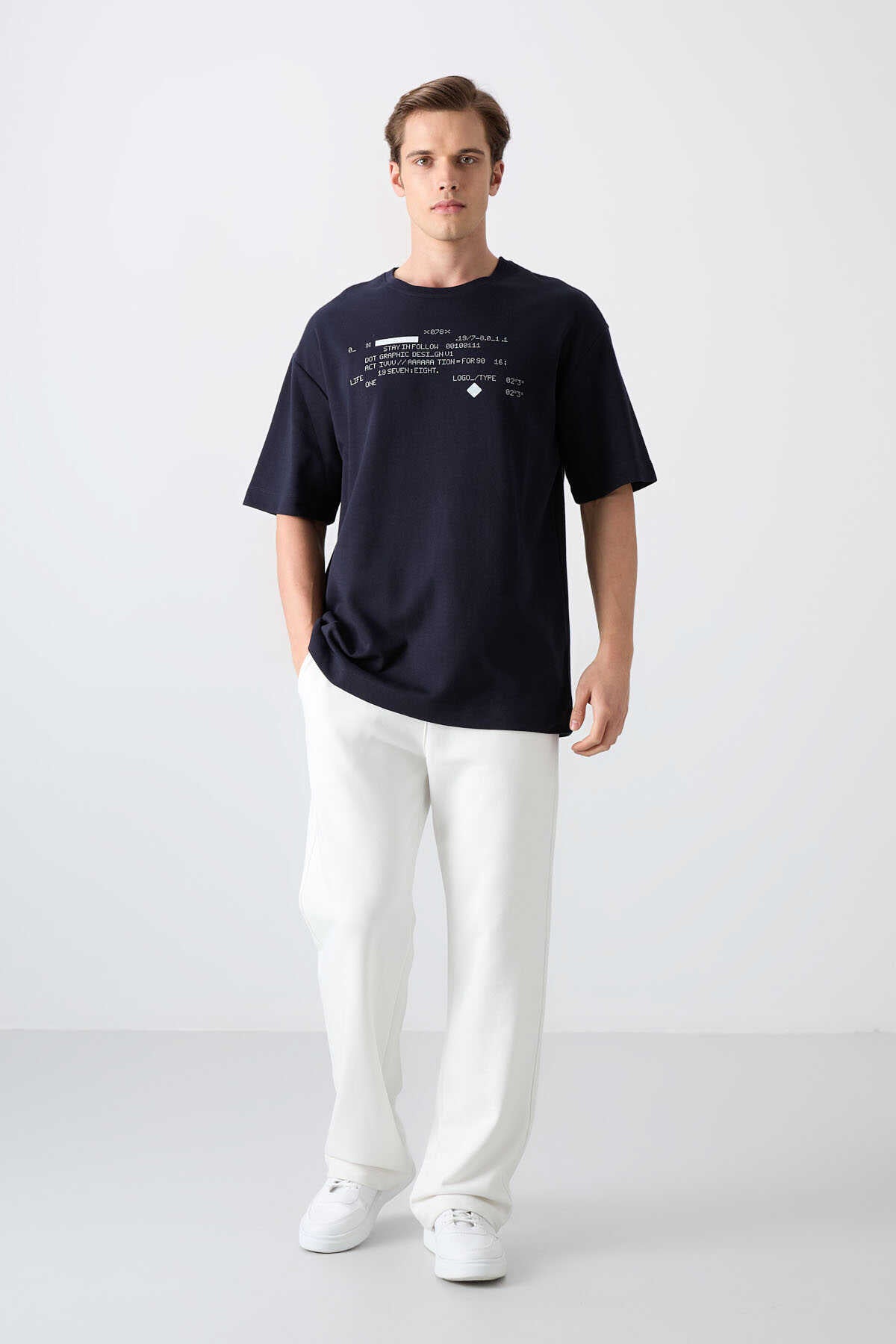 Tommylife Wholesale Crew Neck Oversized Printed Men's T-Shirt 88326 Black