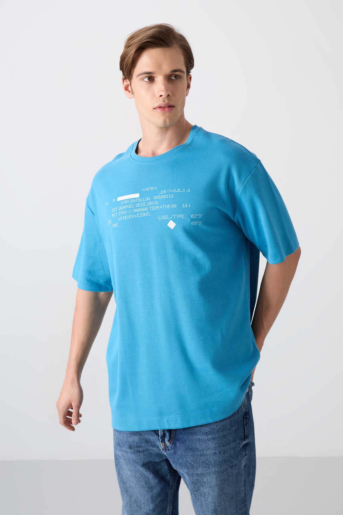 Tommylife Wholesale Crew Neck Oversized Printed Men's T-Shirt 88326 Black