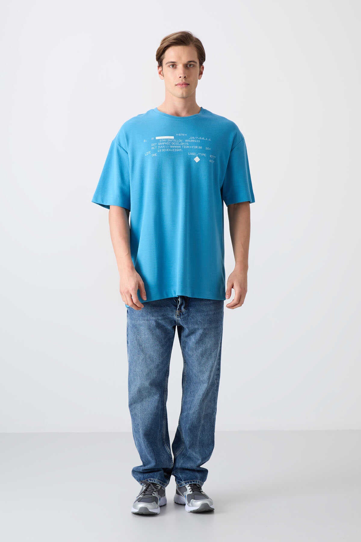 Tommylife Wholesale Crew Neck Oversized Printed Men's T-Shirt 88326 Black