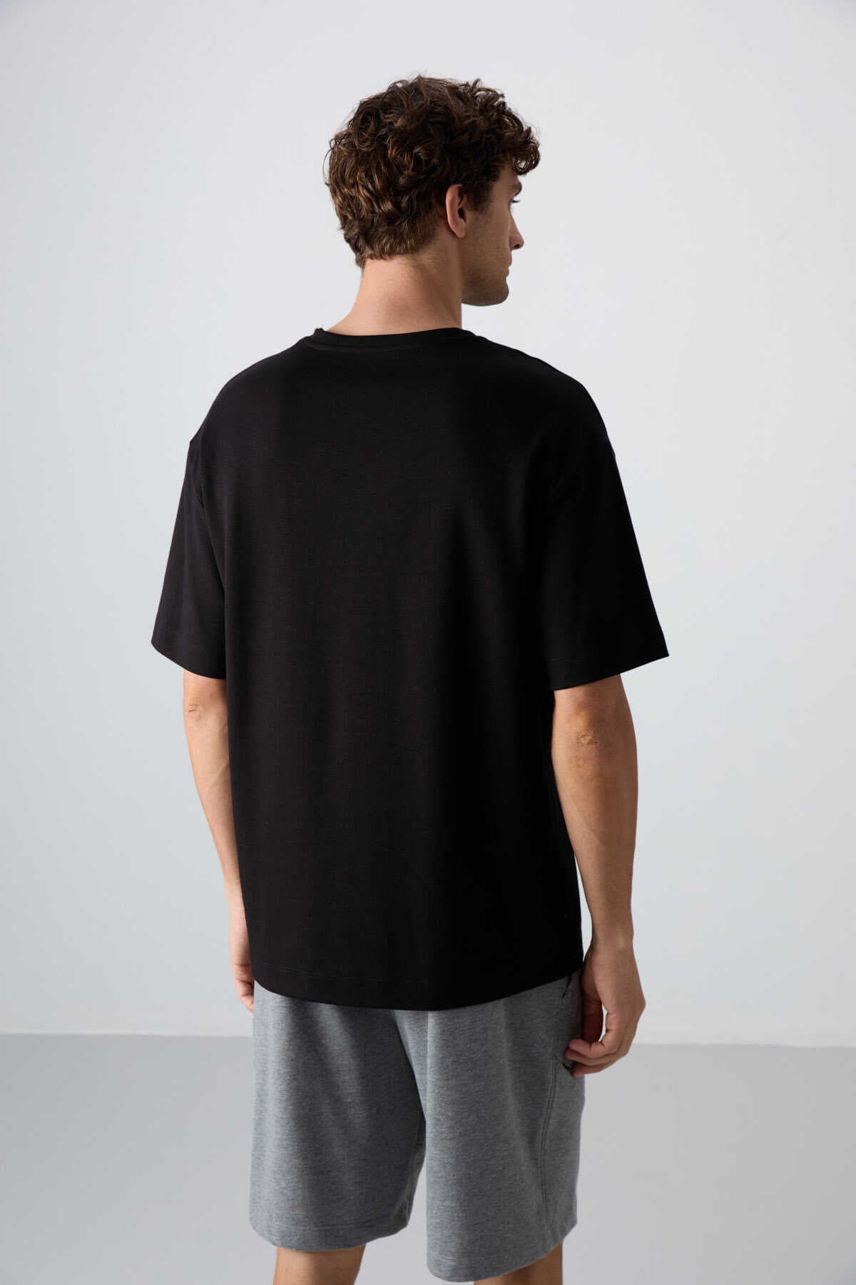 Tommylife Wholesale Crew Neck Oversized Printed Men's T-Shirt 88326 Black