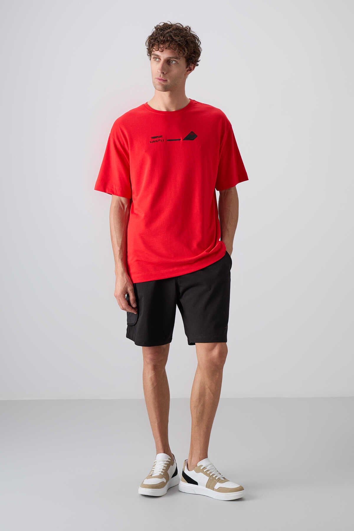 Tommylife Wholesale Crew Neck Oversized Printed Men's T-Shirt 88330 Black