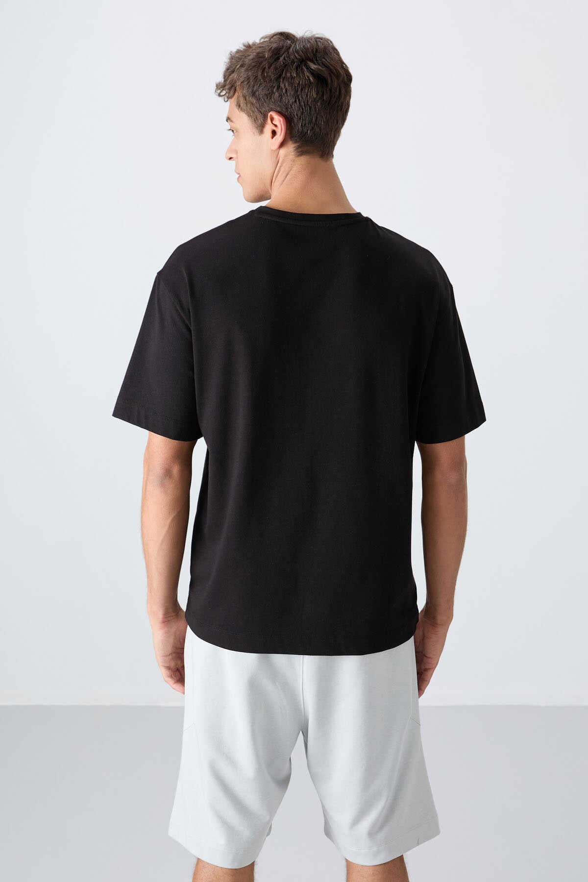 Tommylife Wholesale Crew Neck Oversized Printed Men's T-Shirt 88330 Black