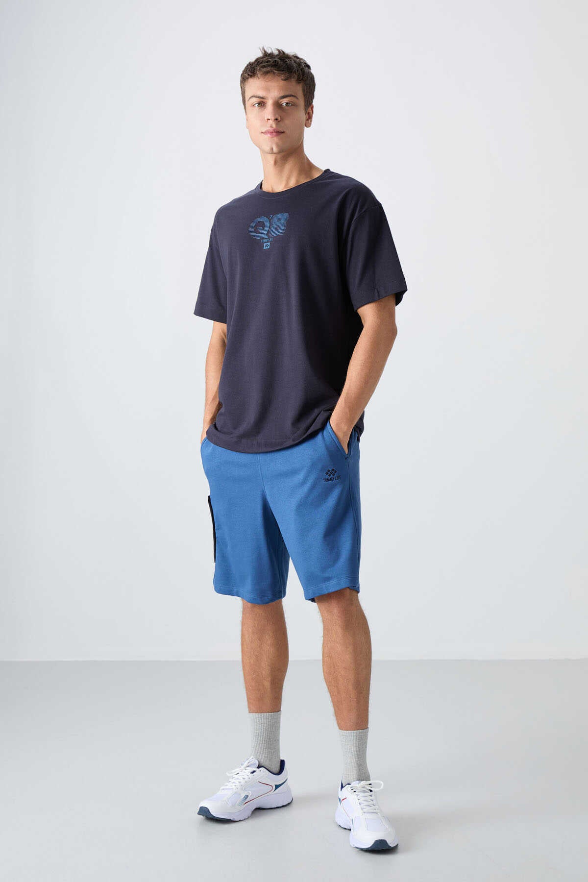 Tommylife Wholesale Crew Neck Oversize Printed Men's T-Shirt 88333 Black