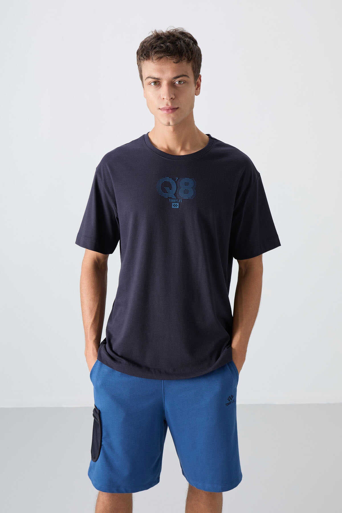 Tommylife Wholesale Crew Neck Oversize Printed Men's T-Shirt 88333 Black
