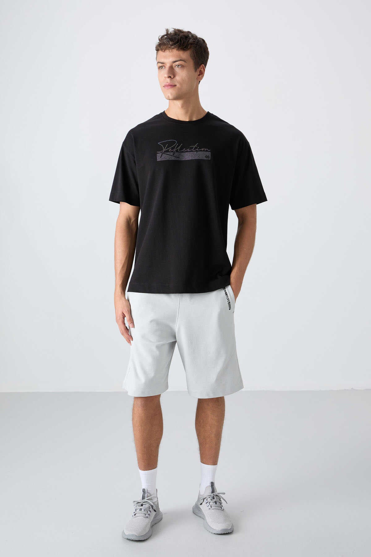 Tommylife Wholesale Crew Neck Oversized Printed Men's T-Shirt 88334 Black