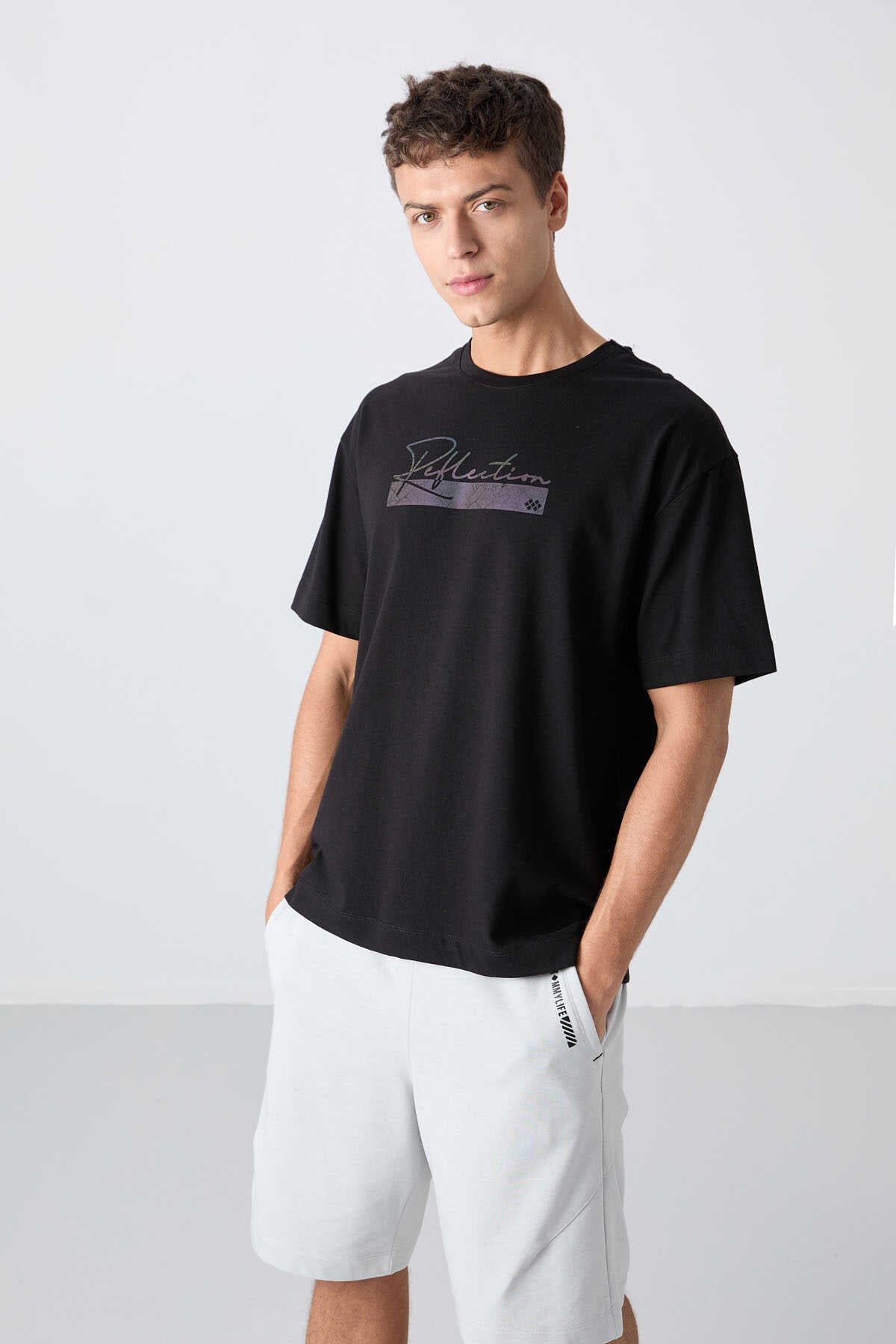 Tommylife Wholesale Crew Neck Oversized Printed Men's T-Shirt 88334 Black