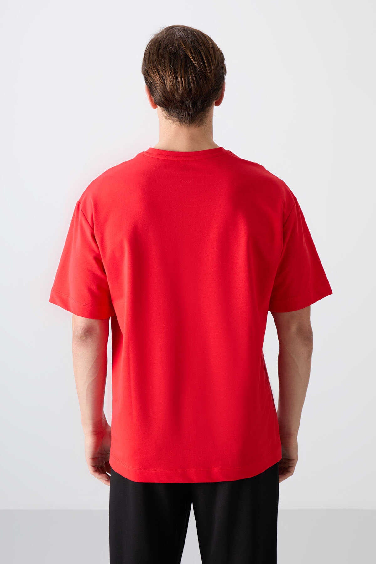 Tommylife Wholesale Crew Neck Oversize Printed Men's T-Shirt 88343 Black