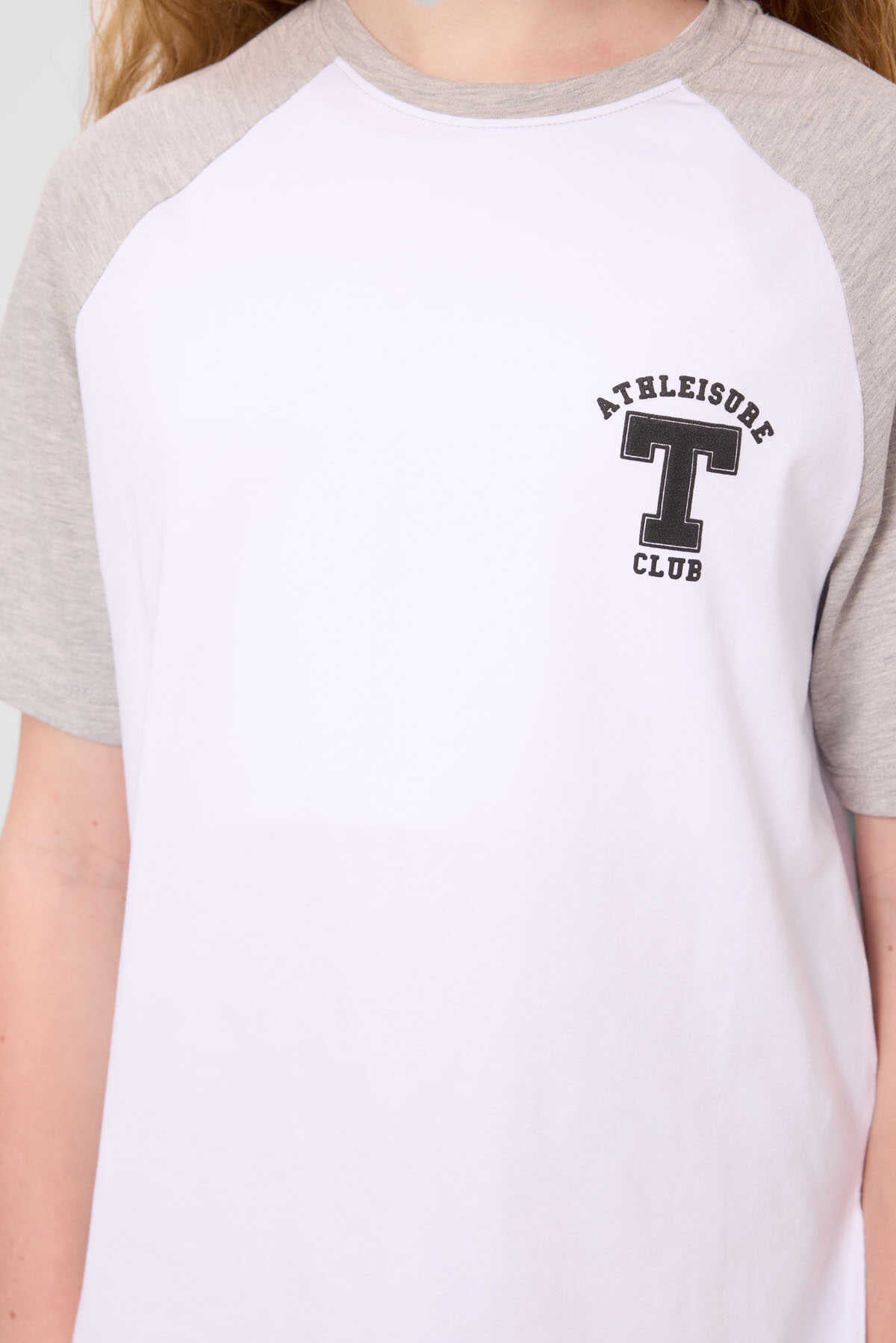 Tommylife Toptan O Yaka Pamuklu Baskılı Oversize Fit Kız Çocuk T Shirt 75179 Beyaz