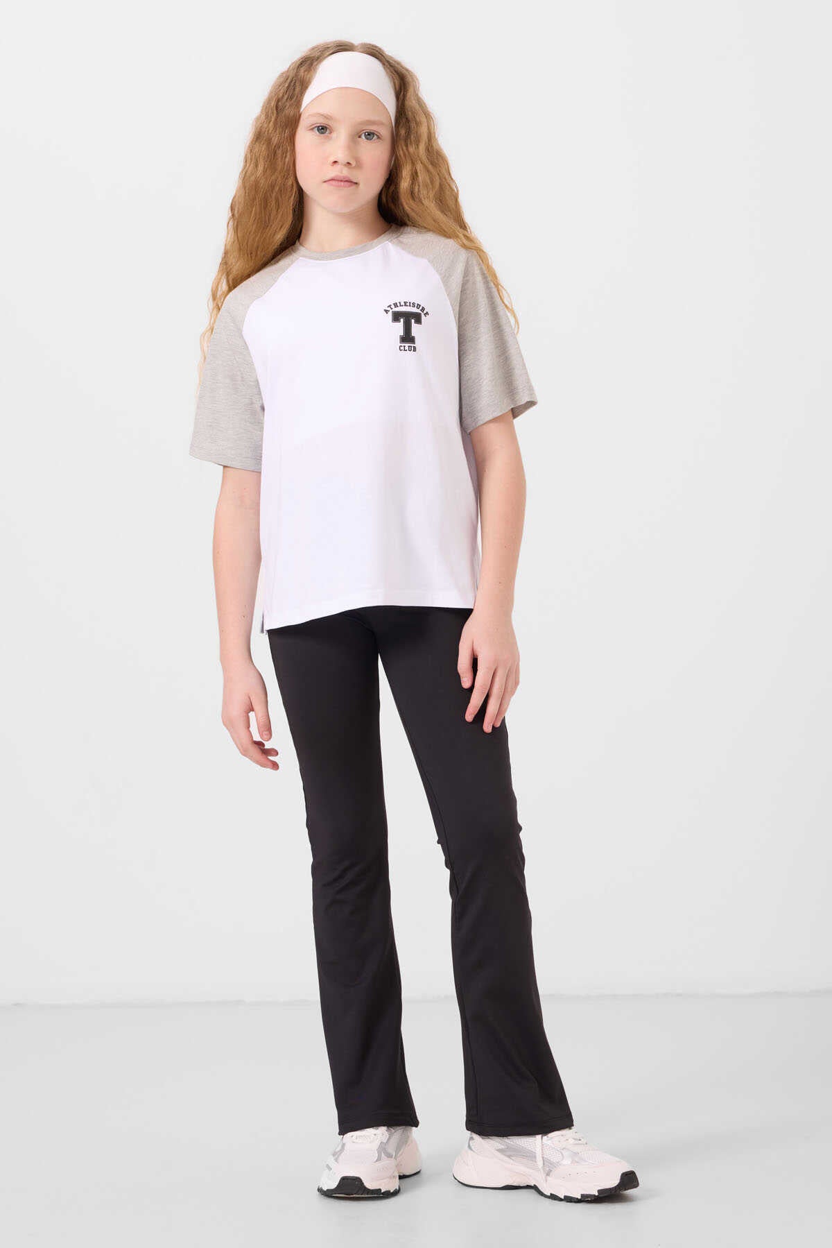 Tommylife Toptan O Yaka Pamuklu Baskılı Oversize Fit Kız Çocuk T Shirt 75179 Beyaz