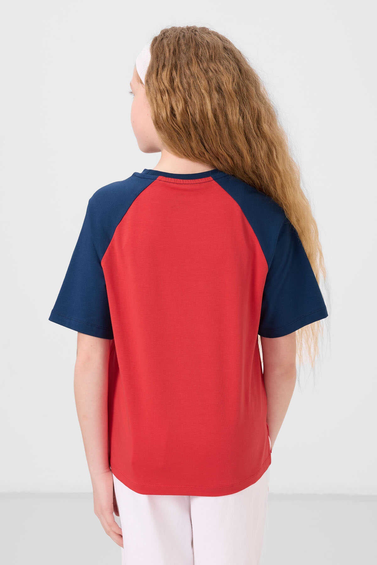 Tommylife Toptan O Yaka Pamuklu Baskılı Oversize Fit Kız Çocuk T Shirt 75179 Beyaz