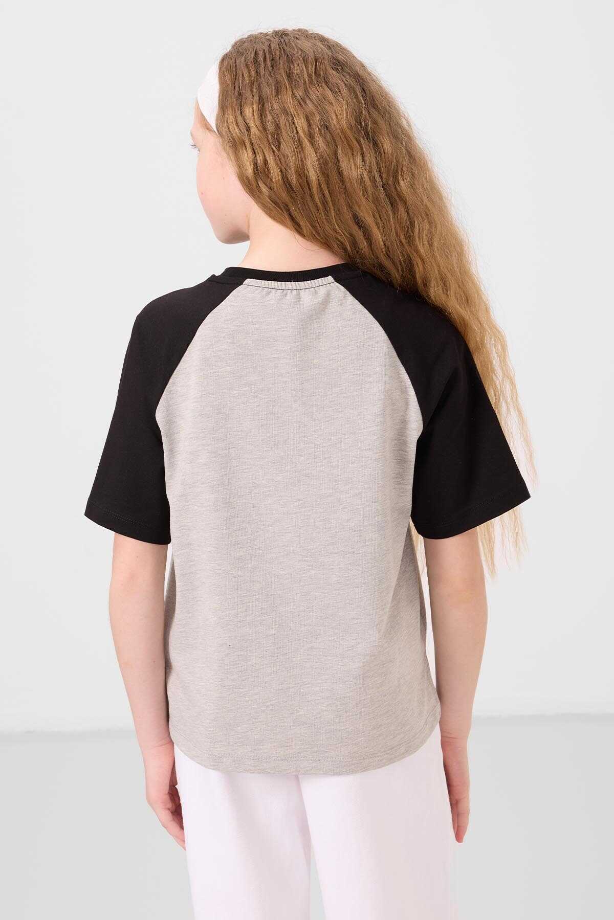 Tommylife Toptan O Yaka Pamuklu Baskılı Oversize Fit Kız Çocuk T Shirt 75179 Beyaz