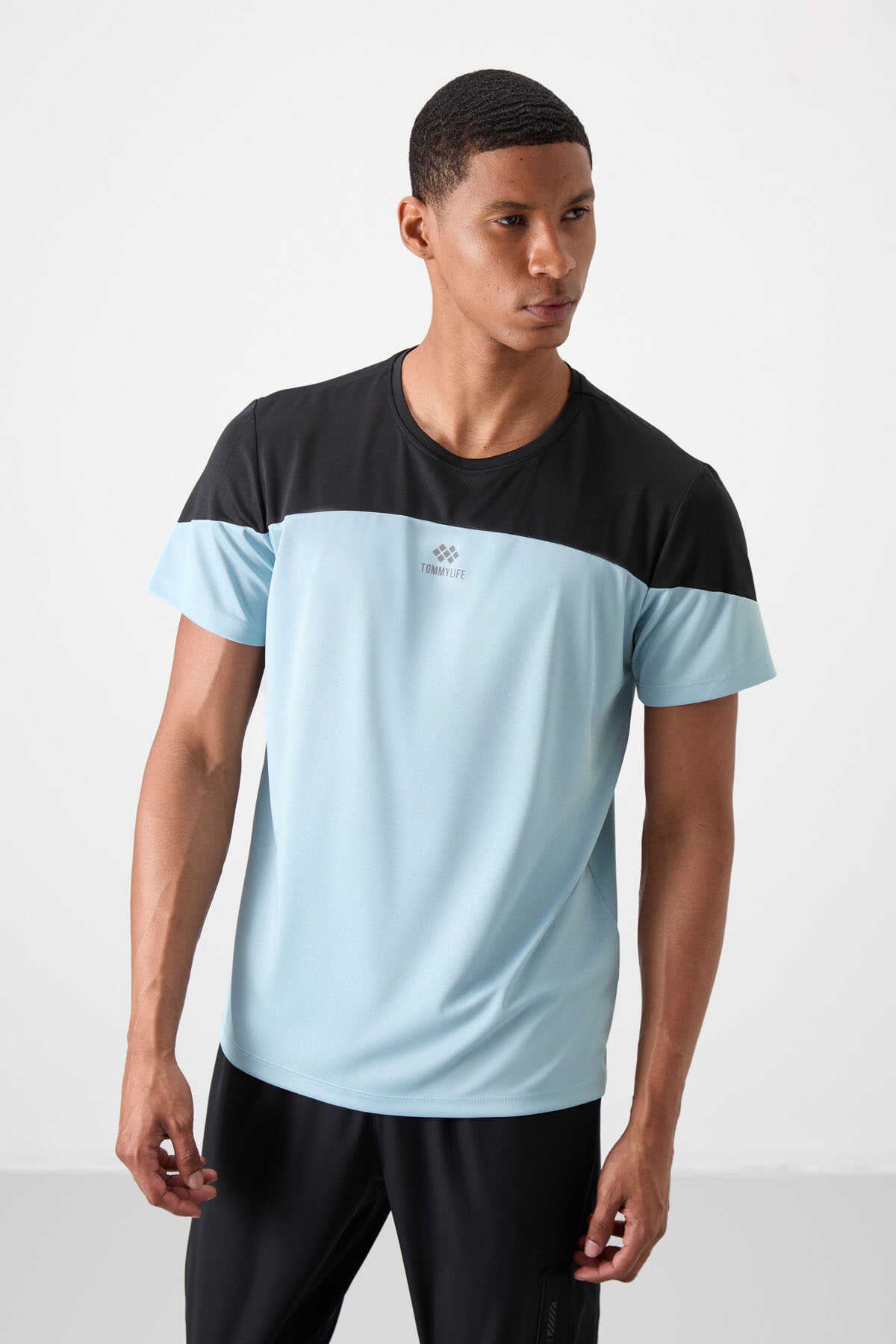 Tommylife Wholesale Crew Neck Standard Fit Active Sports Men's T-Shirt 88386 Black