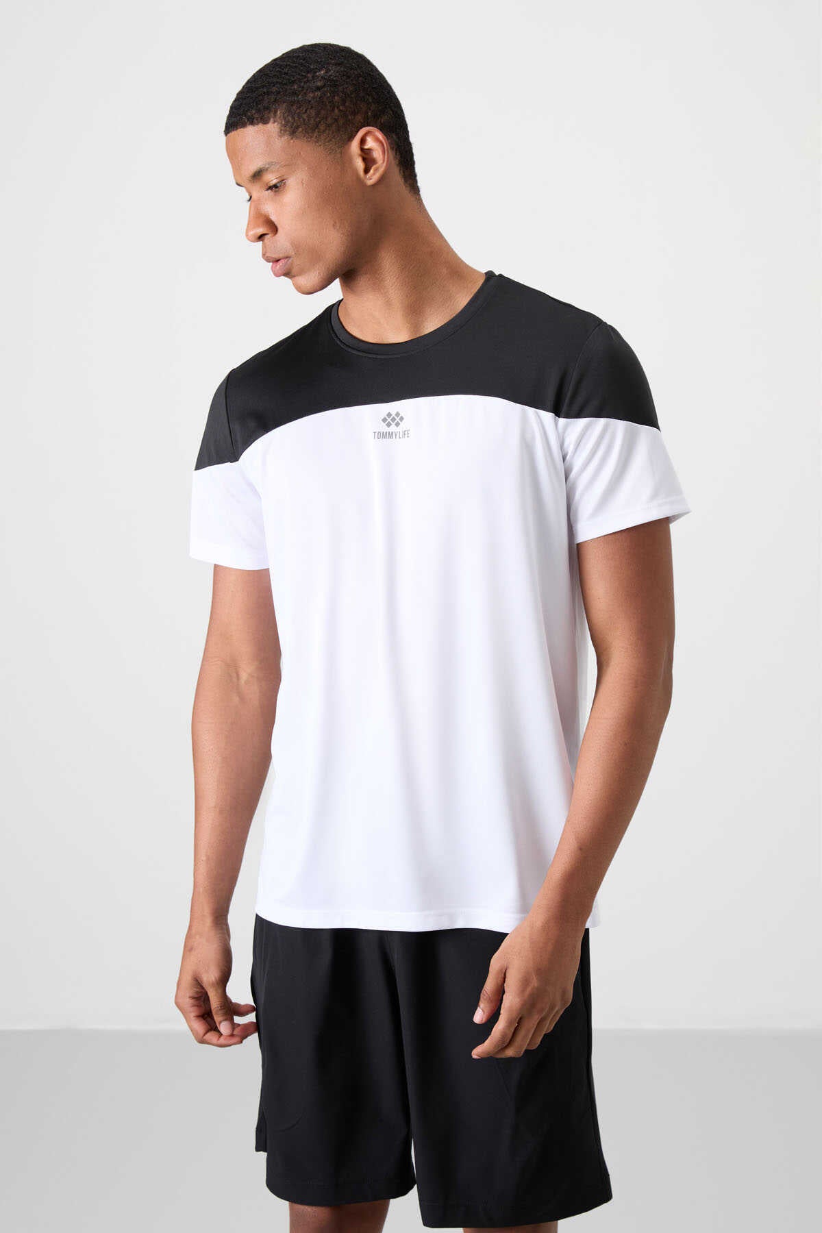 Tommylife Wholesale Crew Neck Standard Fit Active Sports Men's T-Shirt 88386 Black