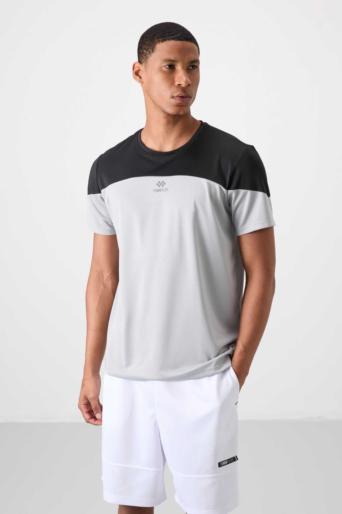 Tommylife Wholesale Crew Neck Standard Fit Active Sports Men's T-Shirt 88386 Black