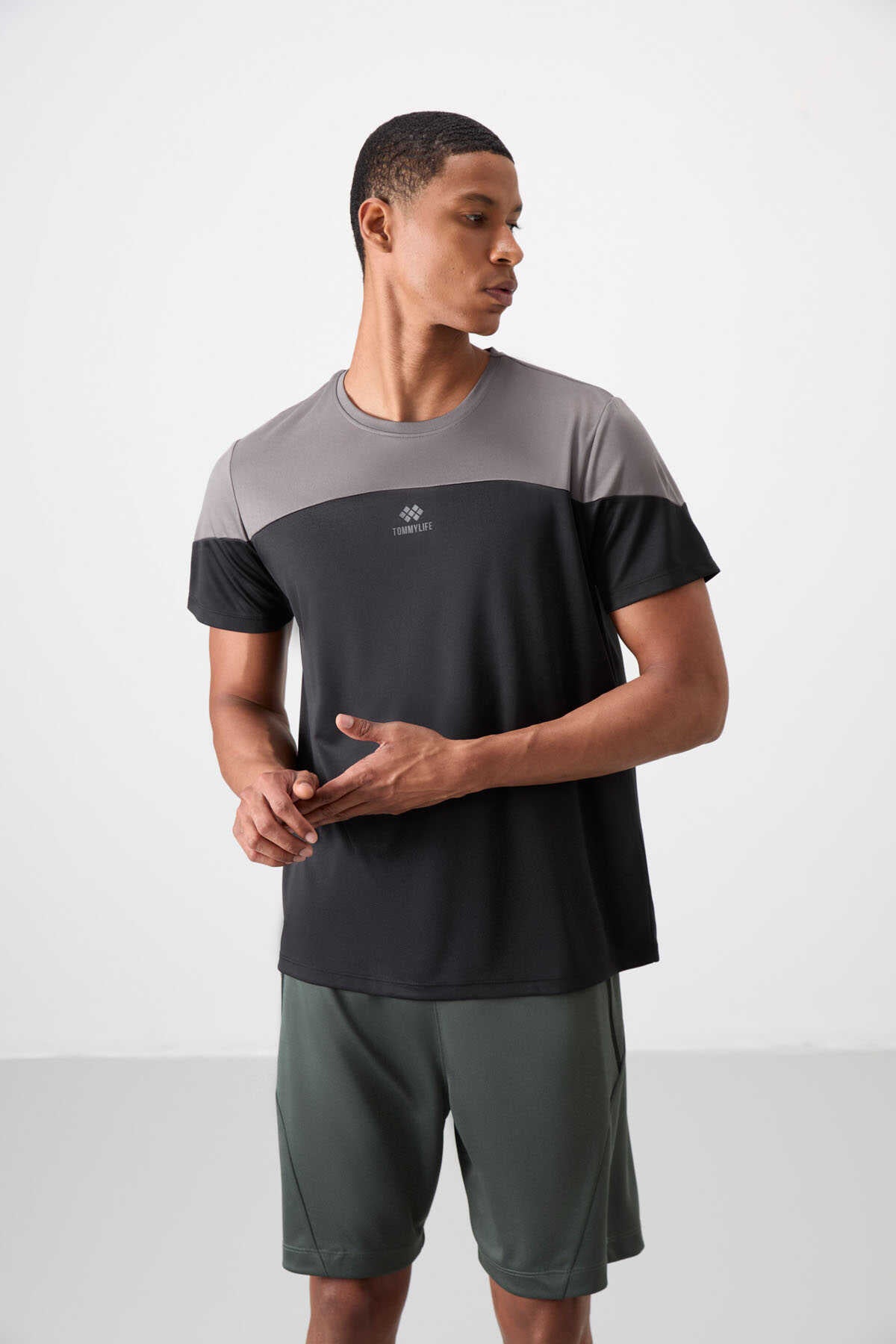 Tommylife Wholesale Crew Neck Standard Fit Active Sports Men's T-Shirt 88386 Black