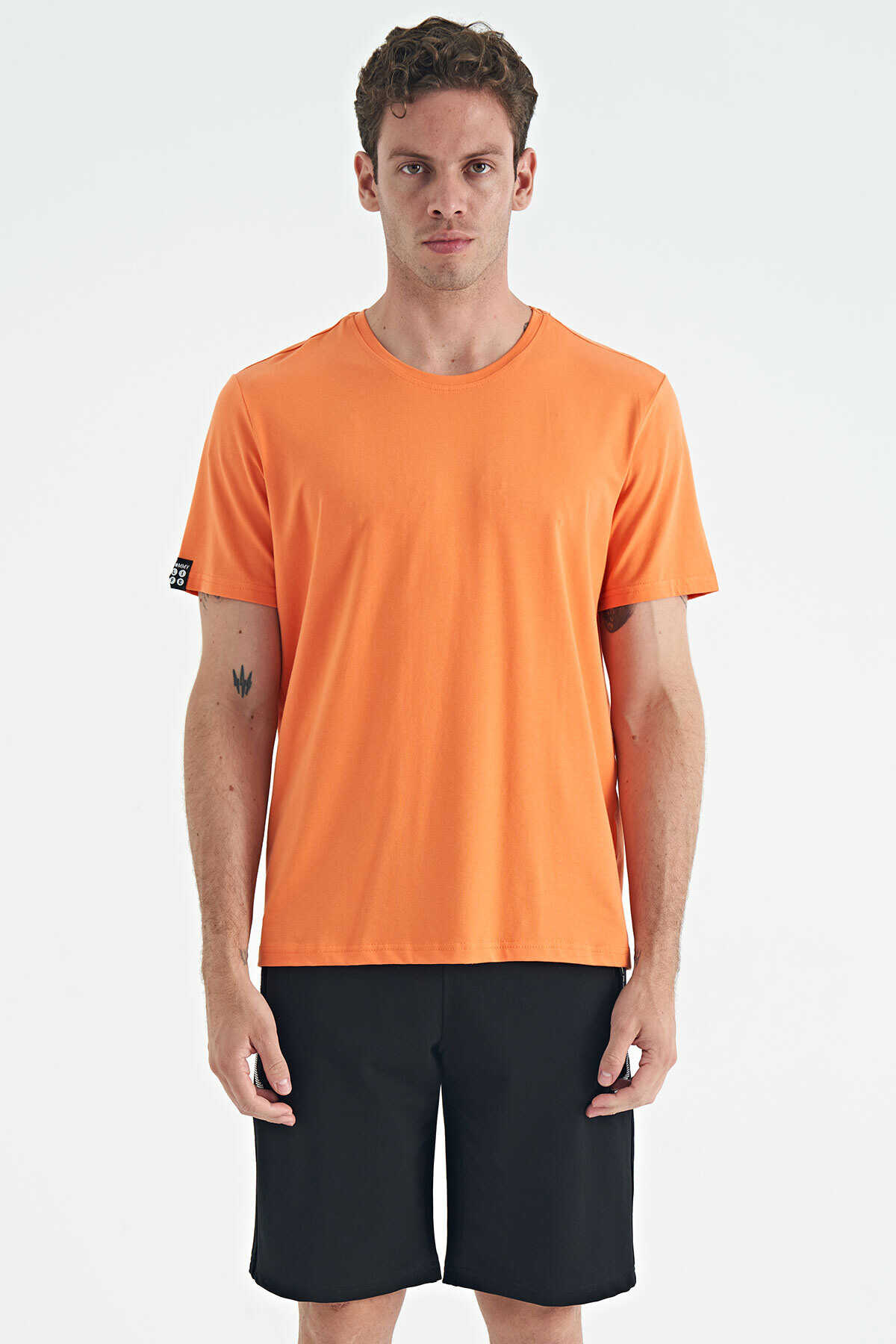 Tommylife Wholesale Crew Neck Standard Fit Basic Men's T-Shirt 87911 Orange