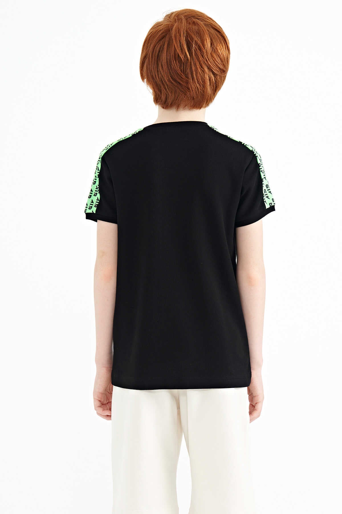 Tommylife Wholesale Crew Neck Standard Fit Printed Boys' T-Shirt 11121 Black