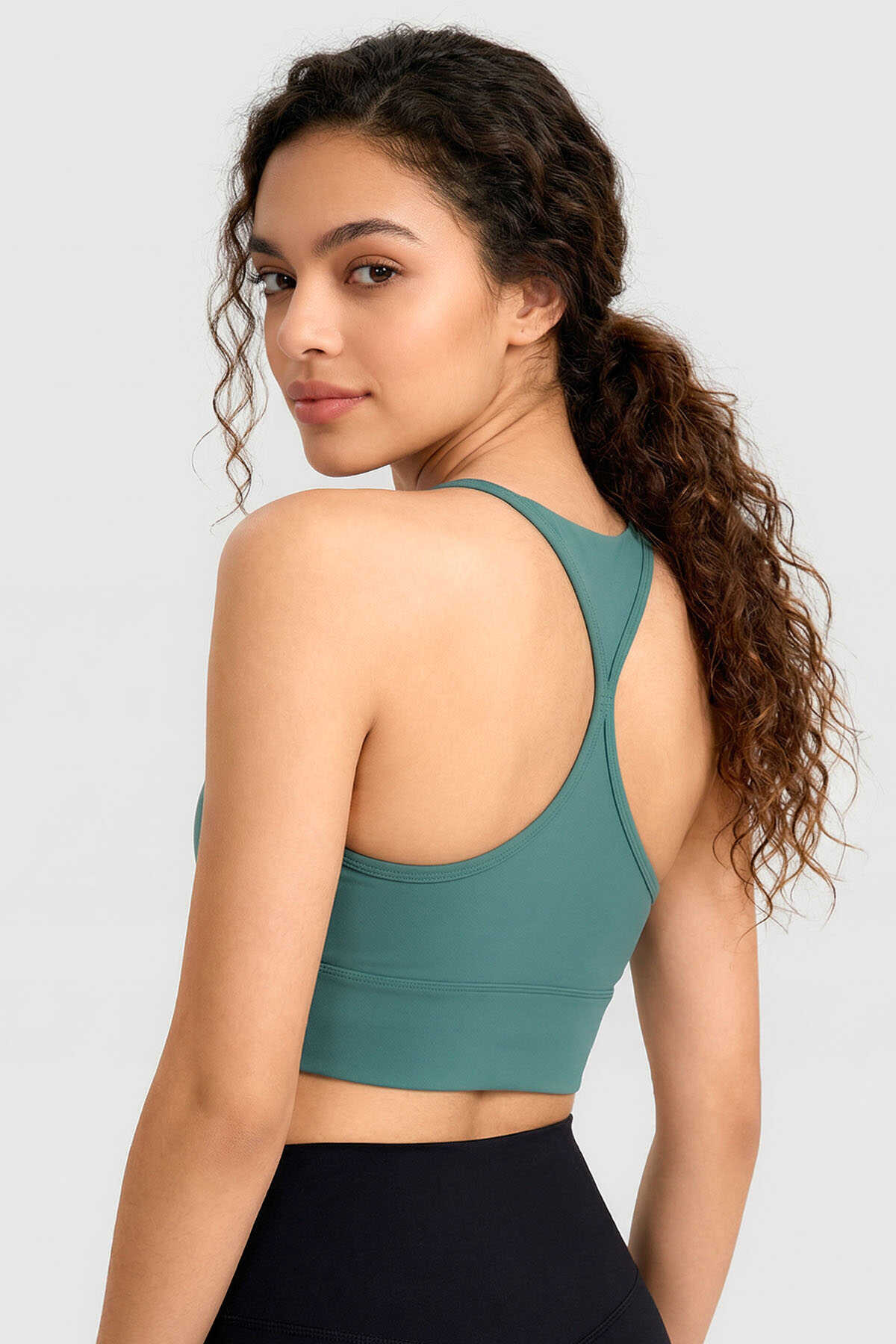 Tommylife Wholesale Black Standard Fit Printed Back Detail Women's Sports Bralette - 97300